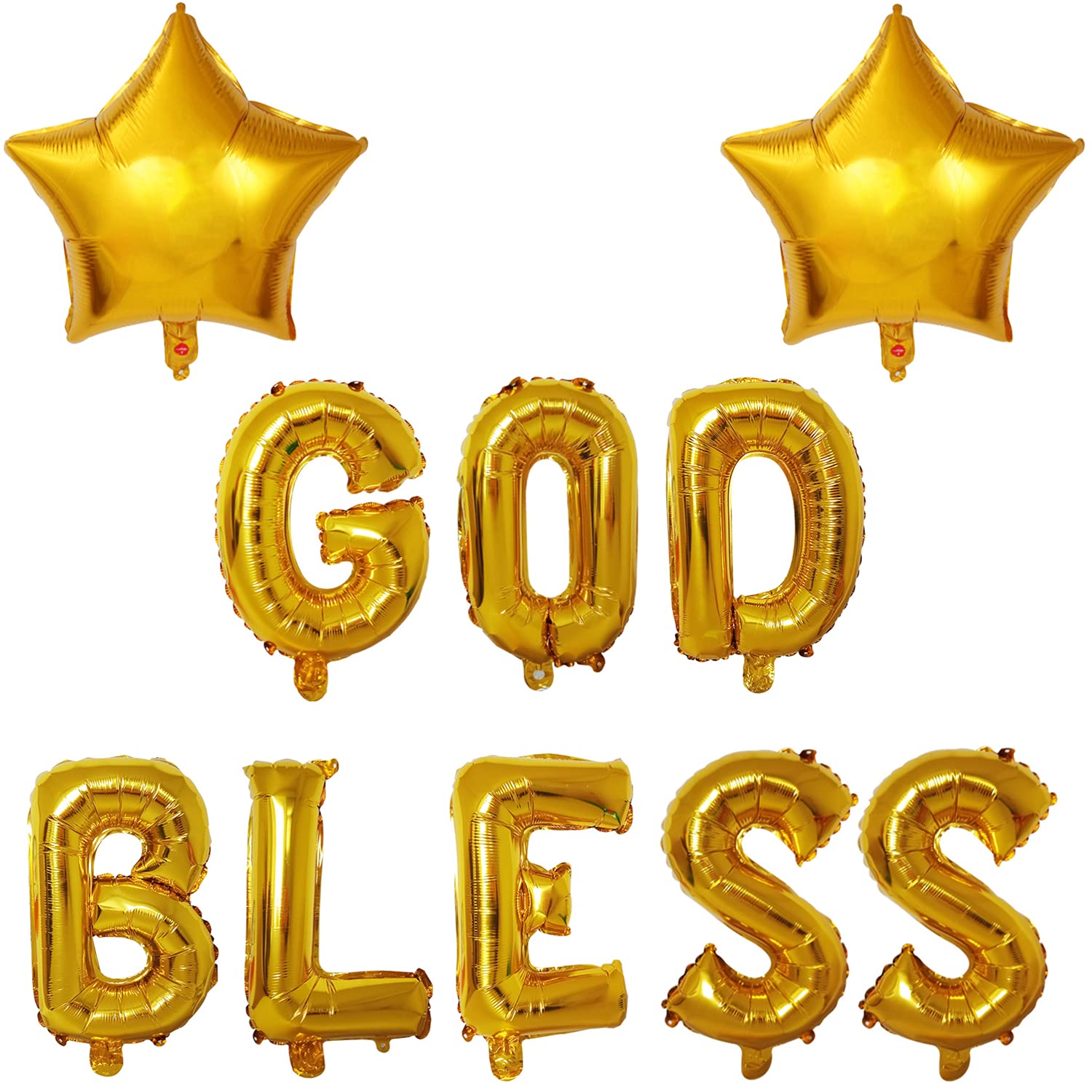 God Bless Balloons Banner - First Communion & Confirmation Decorations with 2 Star Balloons - Perfect for Baby Showers, Baptisms & Religious Celebrations