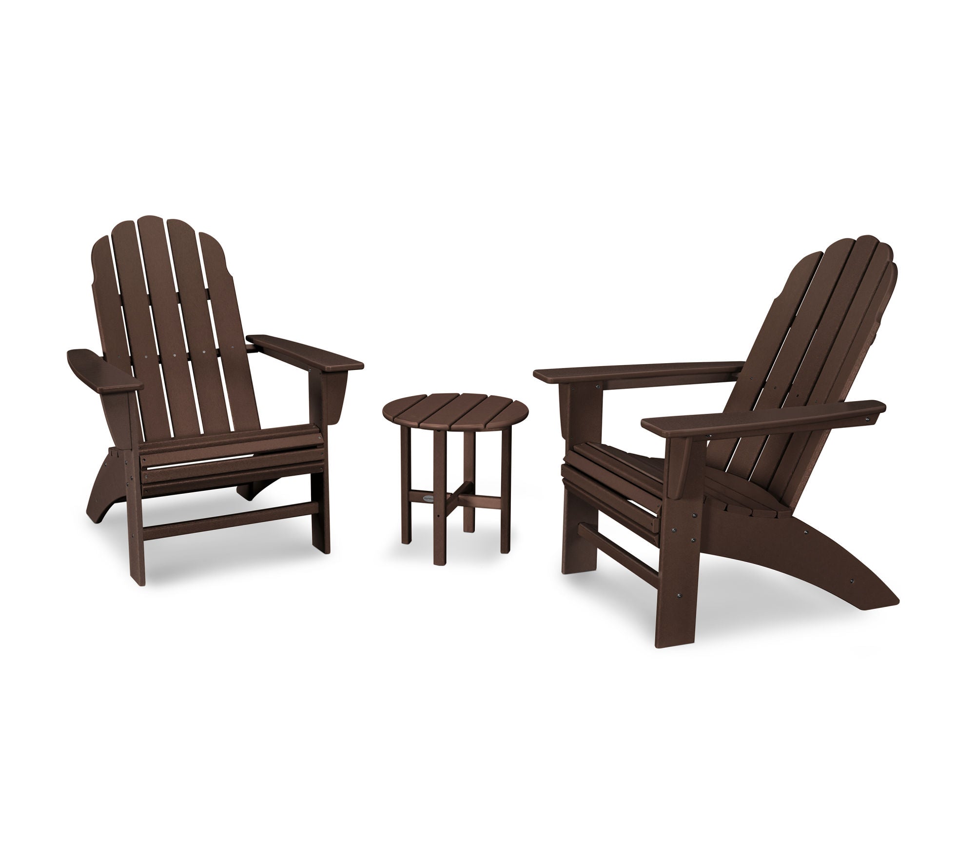 POLYWOOD Vineyard 3-Piece Curveback Adirondack Chair Set - Outdoor Patio Furniture for Garden, Poolside & Backyard Relaxation