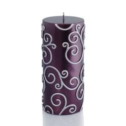 Jeco 3x6 Inch Purple Scroll Pillar Candles (Pack of 12) - 3