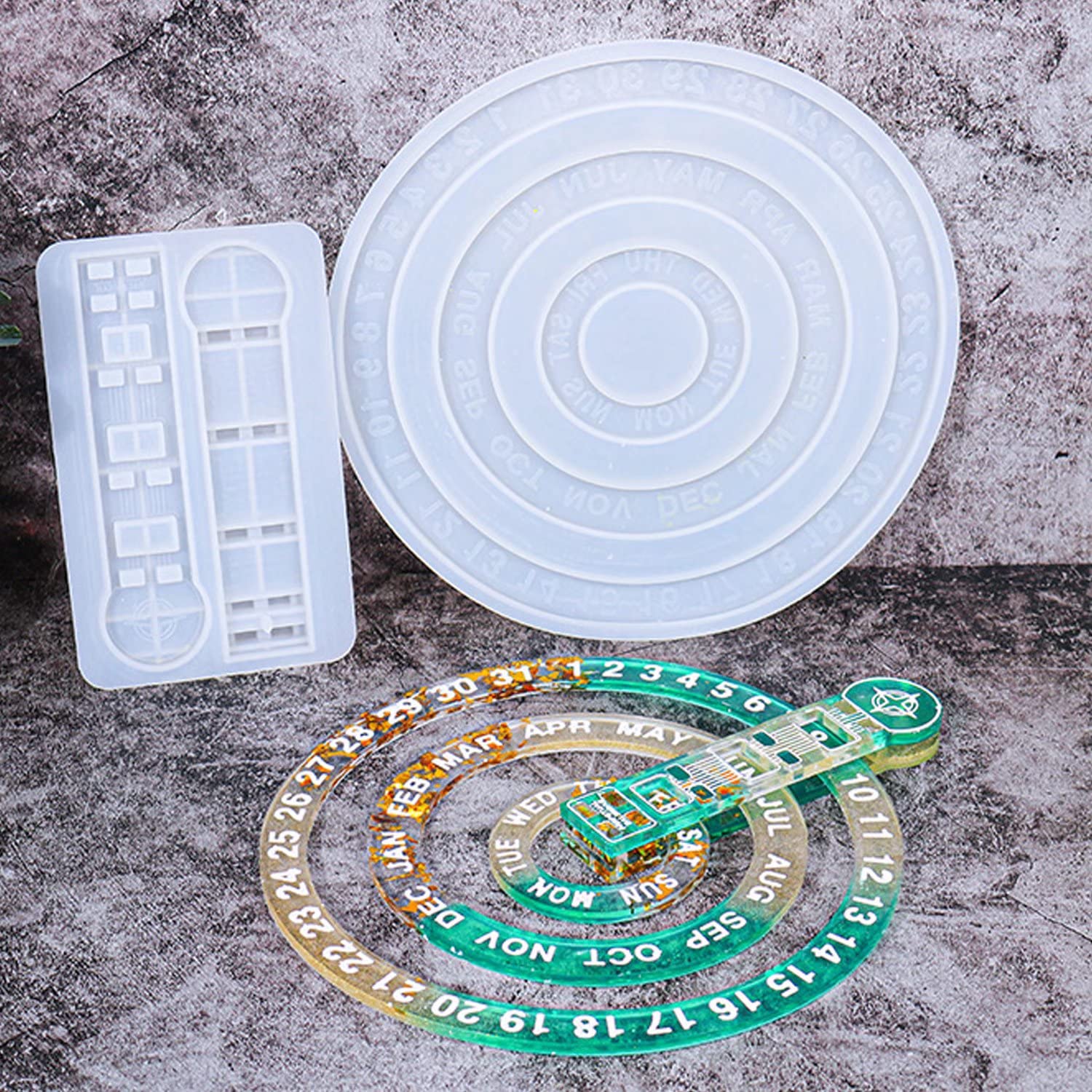 2Pcs Adjustable Perpetual Calendar Silicone Molds for Resin Casting - DIY Epoxy Calendar Crafts for Home, Office & Wall Decor | Perfect for Gift Making, Scrapbooking & Tabletop Displays