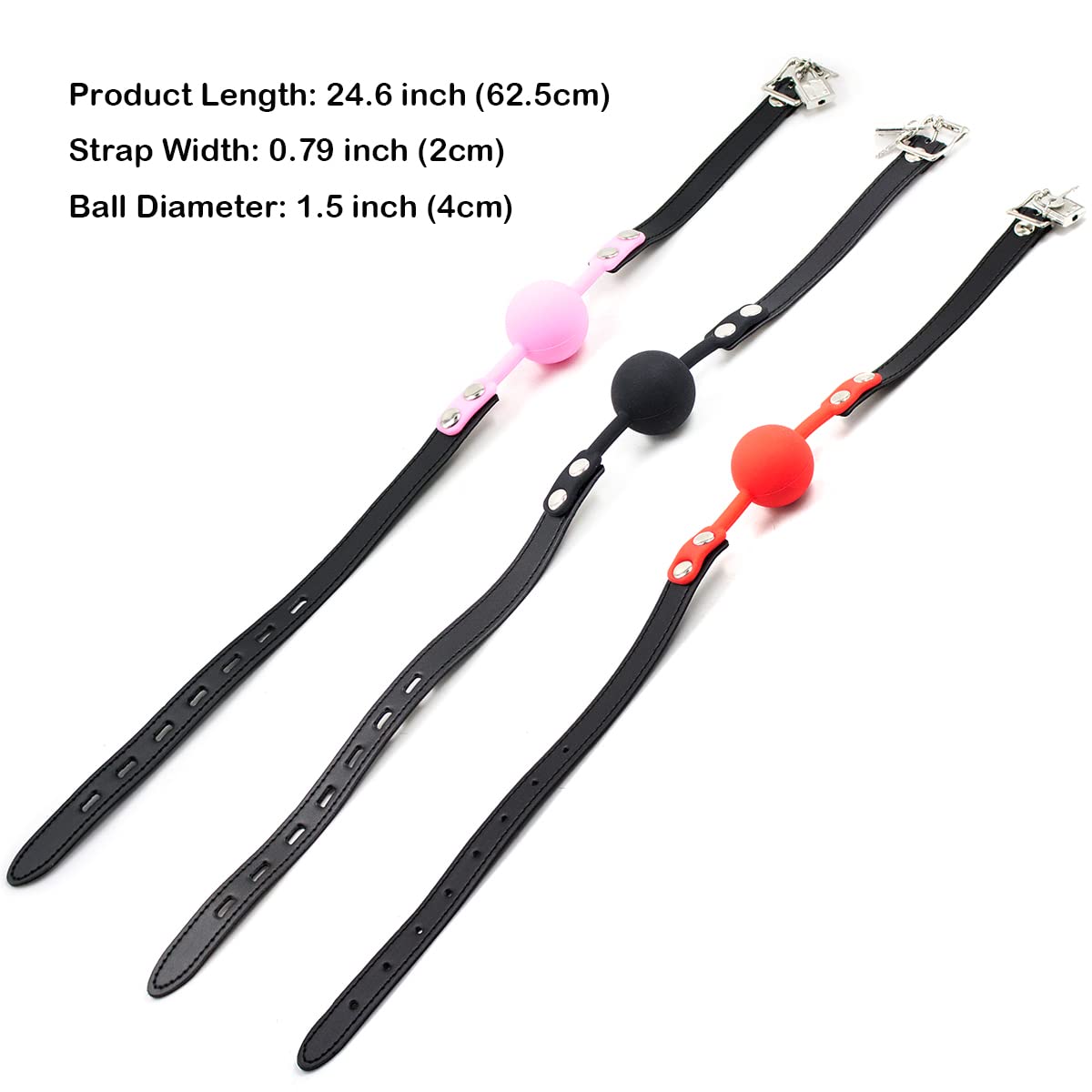 Premium SM Silicone Ball Gag with Adjustable Locking Leather Strap - BDSM Adult Sex Toy for Bondage, Restraint & Role Play (1.5 Inch Purple & Black Ball) - Perfect for Dominance Play, Sensory Deprivation & Couples Fantasy Exploration