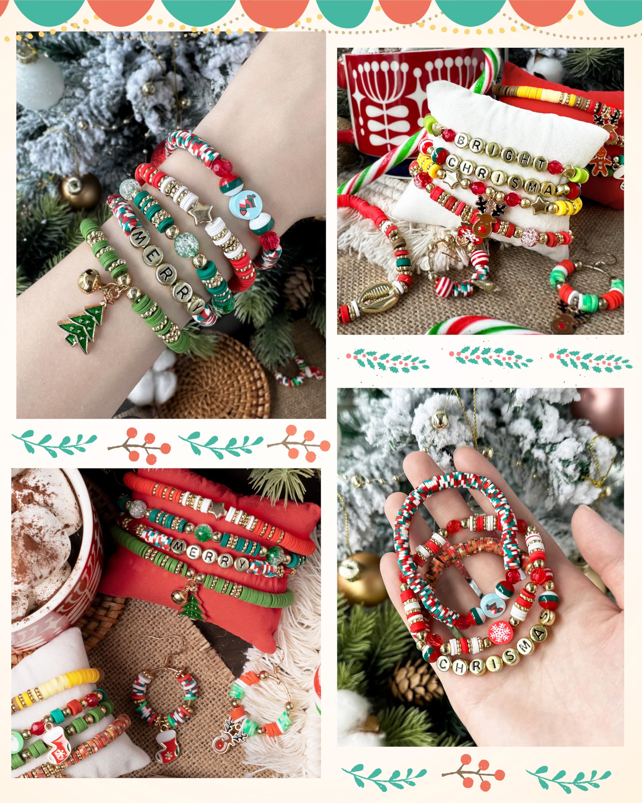 6000 Pcs Christmas Clay Beads for Bracelet Making - DIY Jewelry Craft Beads Kit with Gift Box - Perfect for Holiday Gifts, Party Favors & Christmas Decorations