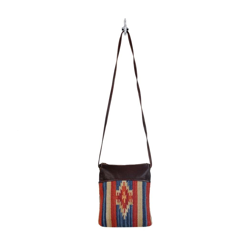 Myra Flaming Crossbody Bag - Upcycled Cotton & Cowhide Leather for Everyday Use