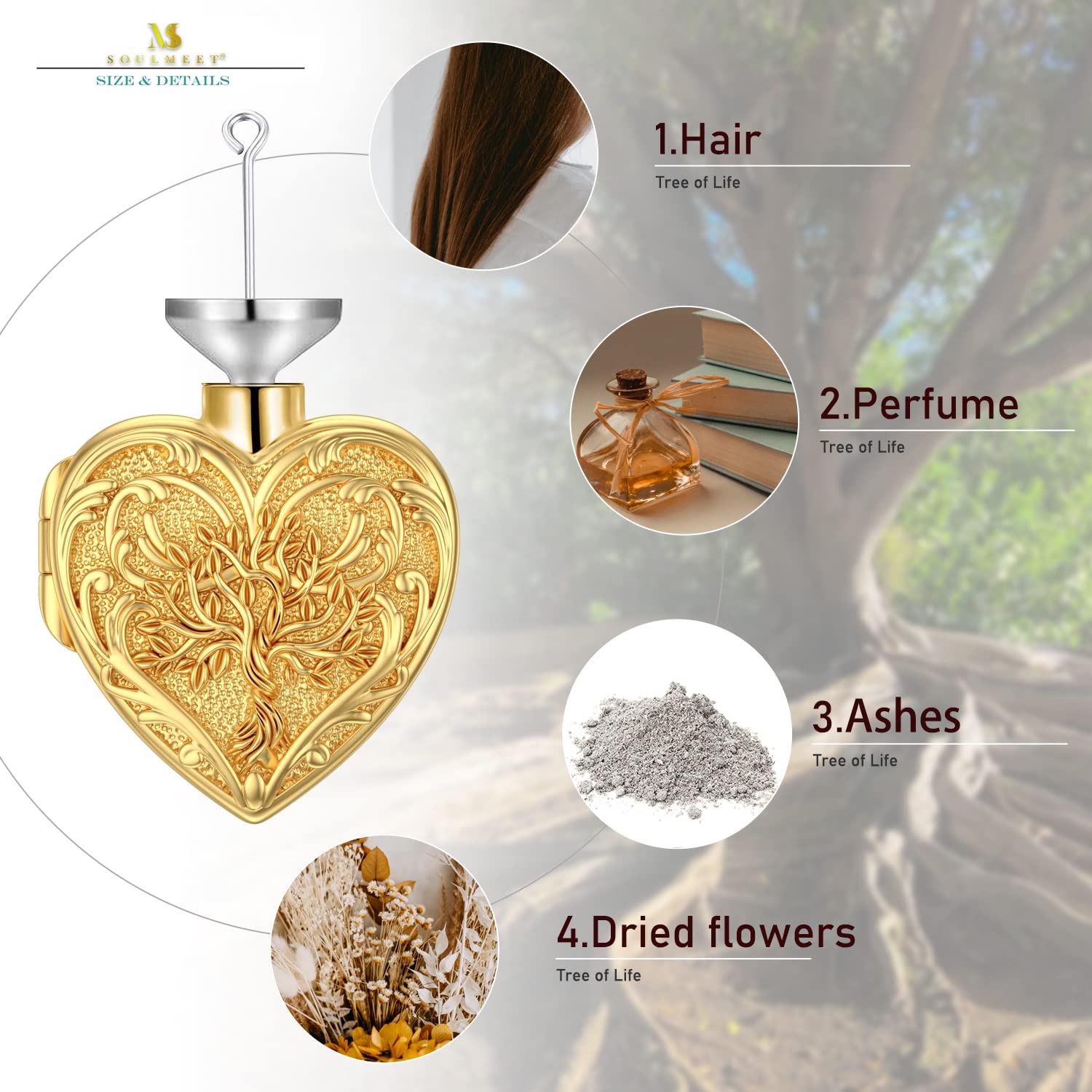 SOULMEET Sterling Silver Cremation Jewelry for Ashes - Memorial Urn Necklace for Women & Men - Keepsake Pendant to Cherish Loved Ones | Perfect for Funerals, Memorials & Everyday Wear to Keep Memories Close