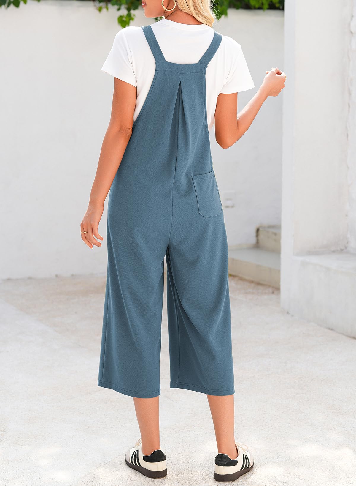 Dokotoo Women's Sleeveless Waffle Knit Jumpsuit - Casual Wide Leg Romper with Pockets | Loose Fit Capri Overalls One Piece | Perfect for Summer Outings, Beach Cover-ups & Casual Wear