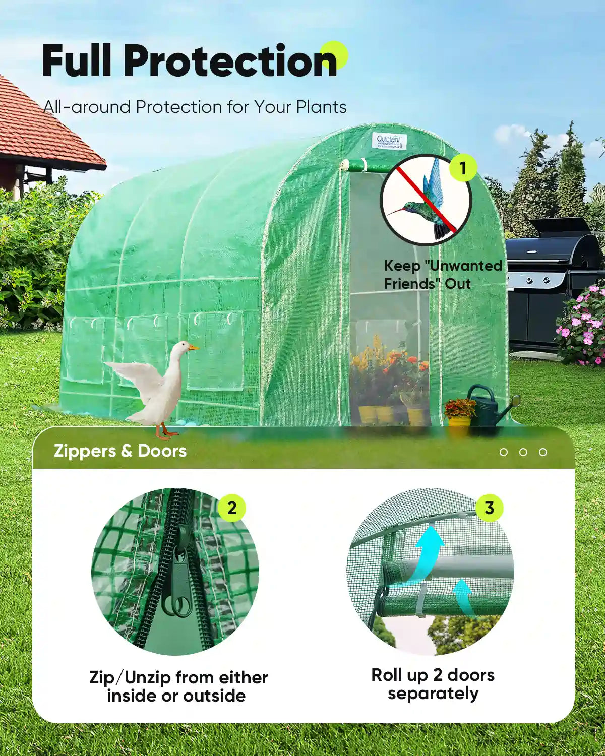 12' x 7' x 7' Walk-in Tunnel Greenhouse for Gardening, Plant Protection & Year-Round Growing - Perfect for Backyards, Small Farms & Urban Gardening