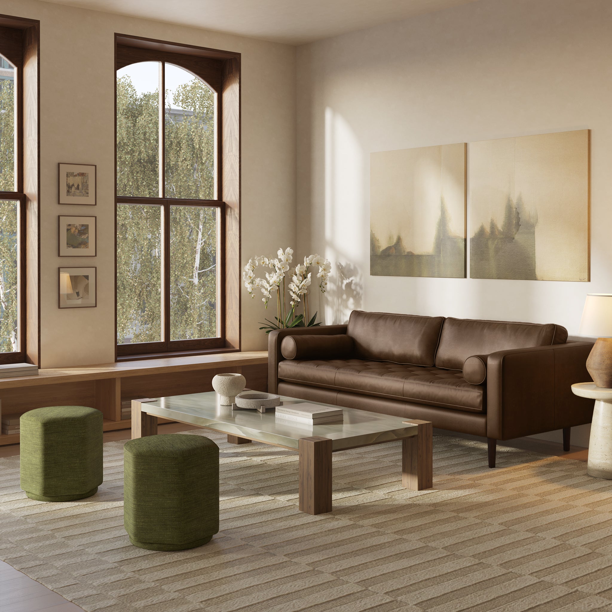 Premium Napa Leather Sofa - Modern Luxury Living Room Furniture for Home & Office - Perfect for Relaxing, Entertaining & Stylish Decor