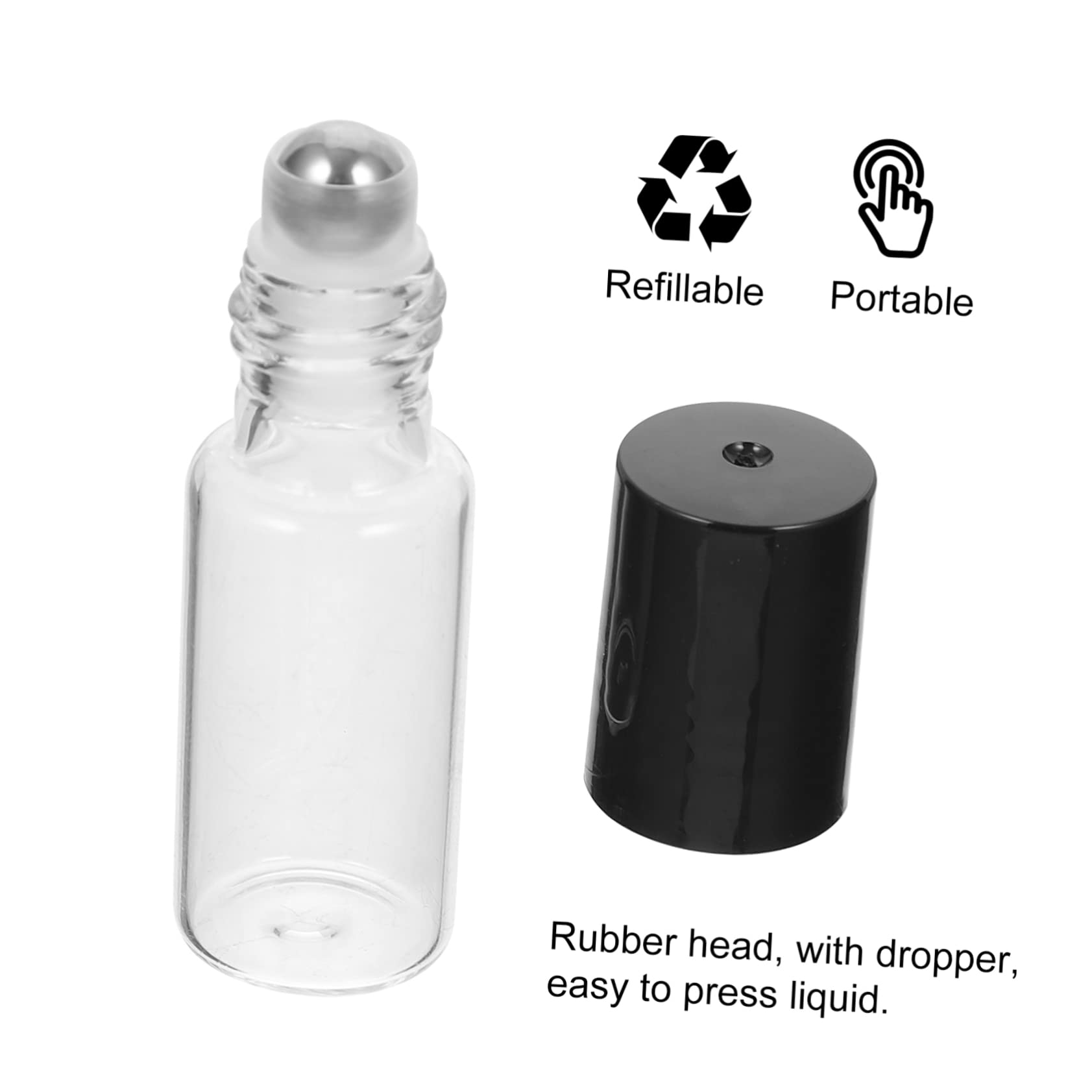 Minkissy 10 Pack Travel Roller Bottles - Leakproof Glass Essential Oil Dispenser & Makeup Containers - Perfect for Toiletries, Aromatherapy, Skincare & On-the-Go Use