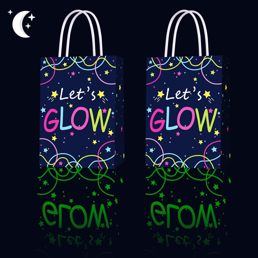 Glow in the Dark Party Favor Bags - 12 Pack Creative Birthday Gift Bags for Kids, Halloween, Christmas & Special Events - Unique Glowing Treat Bags for Party Supplies & Celebrations