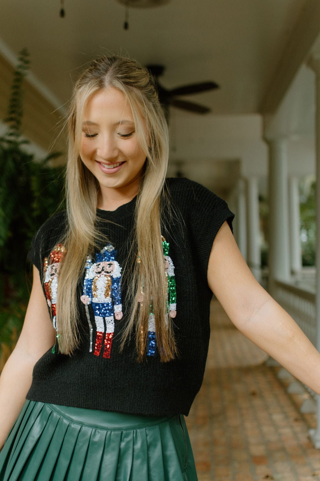 Black Sequin Nutcracker Sweater Vest for Women - Festive Holiday Christmas Party Outfit - Perfect for Office Celebrations, Family Gatherings & Winter Events