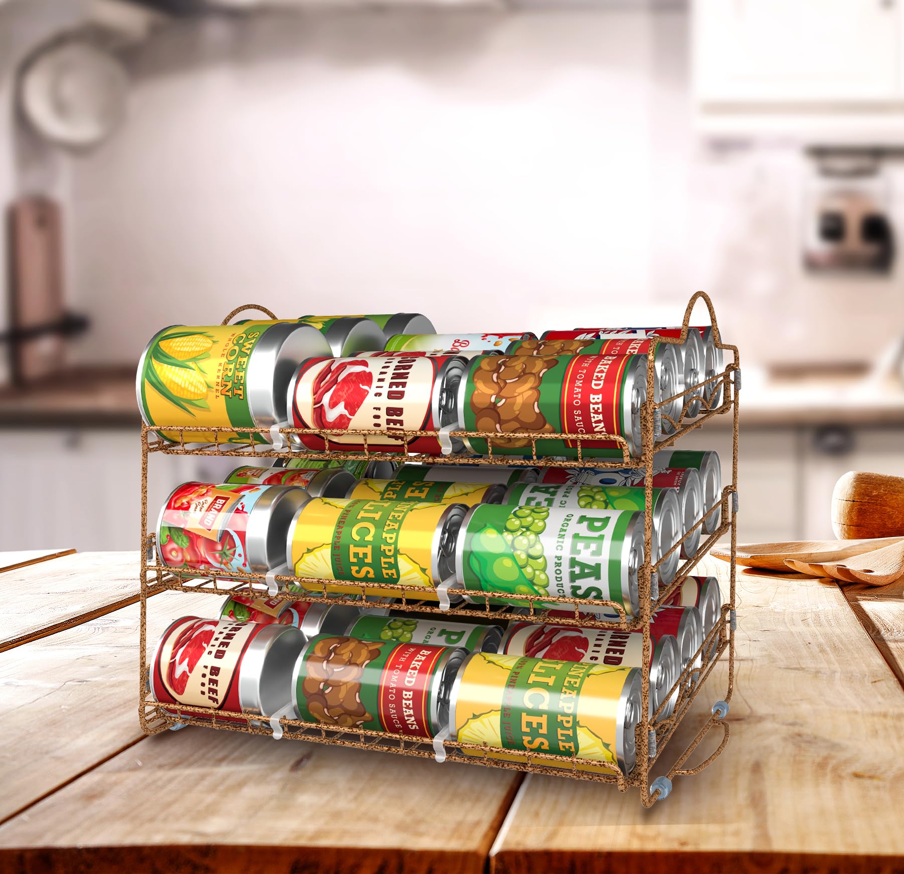 Utopia Kitchen Stackable Can Organizer for Pantry & Cabinet Storage - Holds 36 Cans, Space Saving Shelf Organizer in Antique Gold - Perfect for Kitchen Organization & Food Storage Solutions