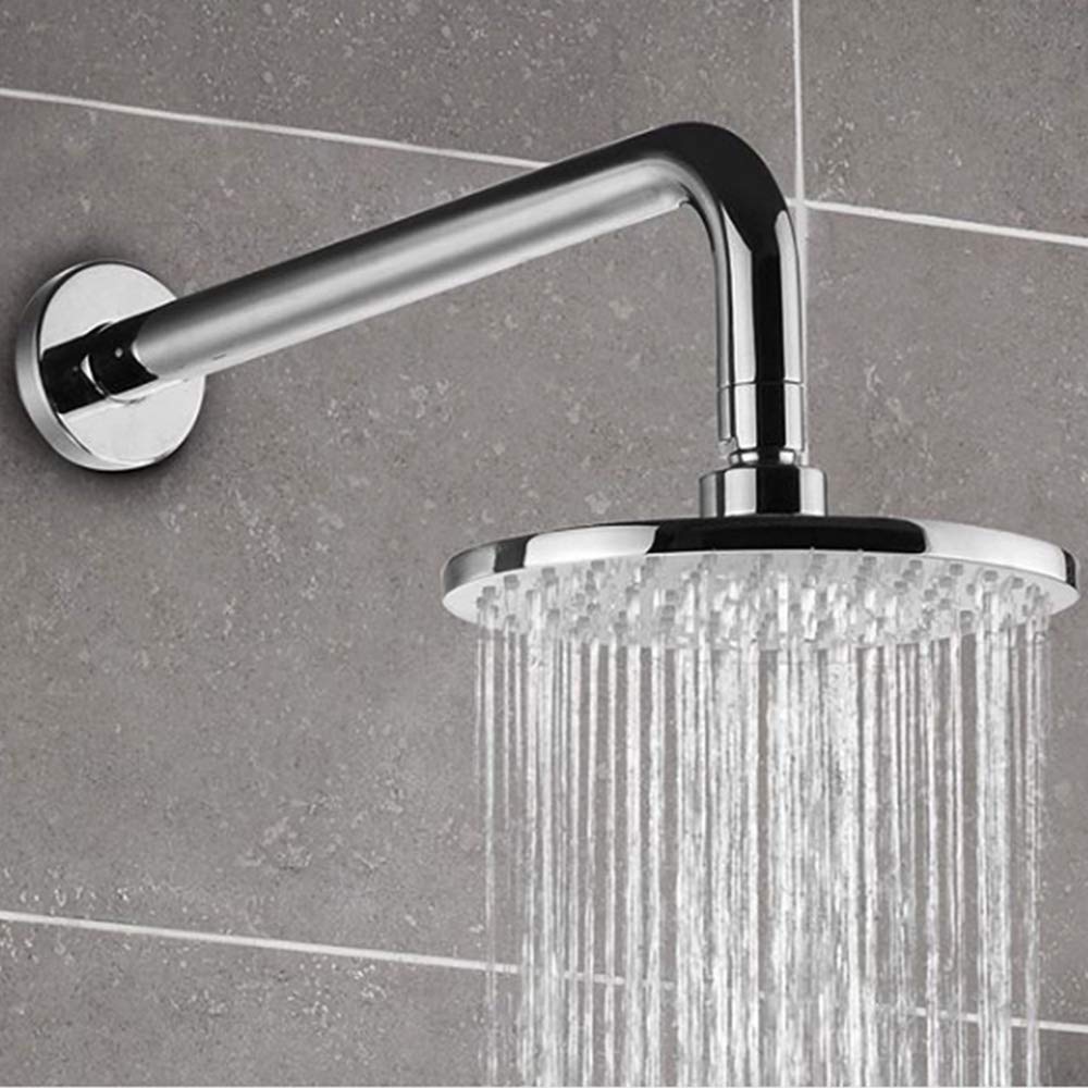 NearMoon 15 Inch Stainless Steel Wall-Mounted Shower Arm with Flange - Chrome Finish Shower Head Extension for Bathroom & Spa Relaxation