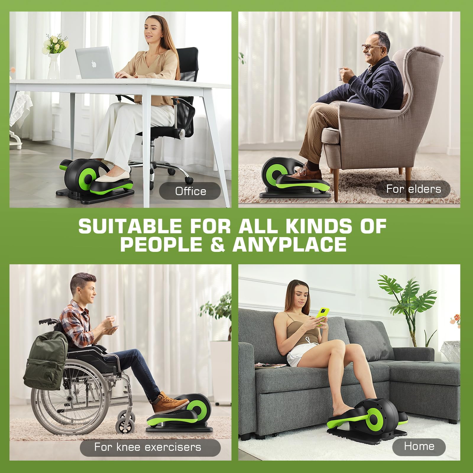 ANCHEER Under Desk Elliptical Machine - Quiet Seated Pedal Exerciser for Seniors, Office & Home Workouts, Low-Impact Leg Exercise Equipment with Smart LCD Display & Remote Control - Perfect for Sedentary Workers, Physical Therapy & Small Spaces