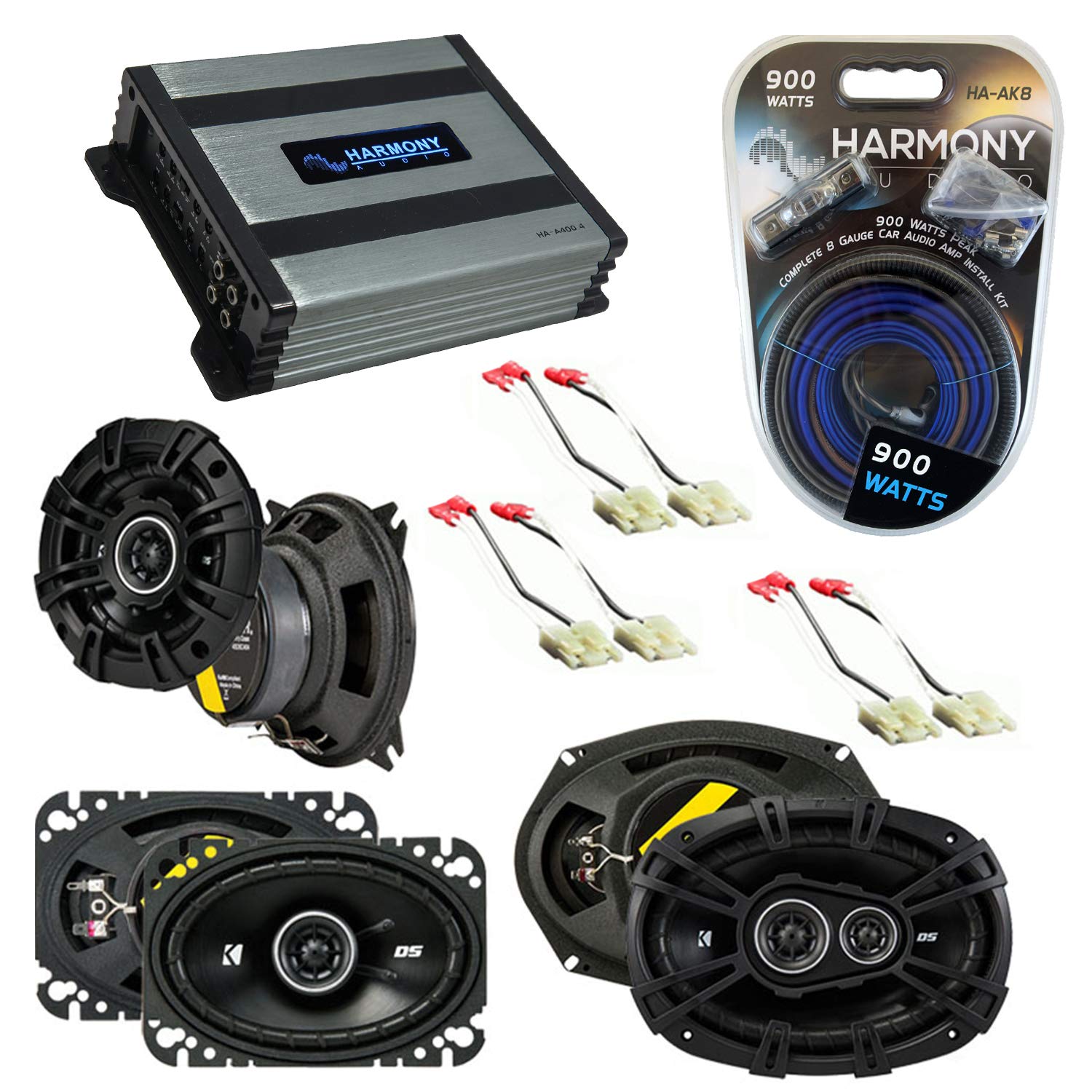 **Kicker Speaker Replacement & Harmony HA-A400.4 Amp Bundle – Compatible with Cadillac Seville 1984-1991 – Premium Car Audio Upgrade for Enhanced Sound Quality – Perfect for Road Trips & Music Lovers**