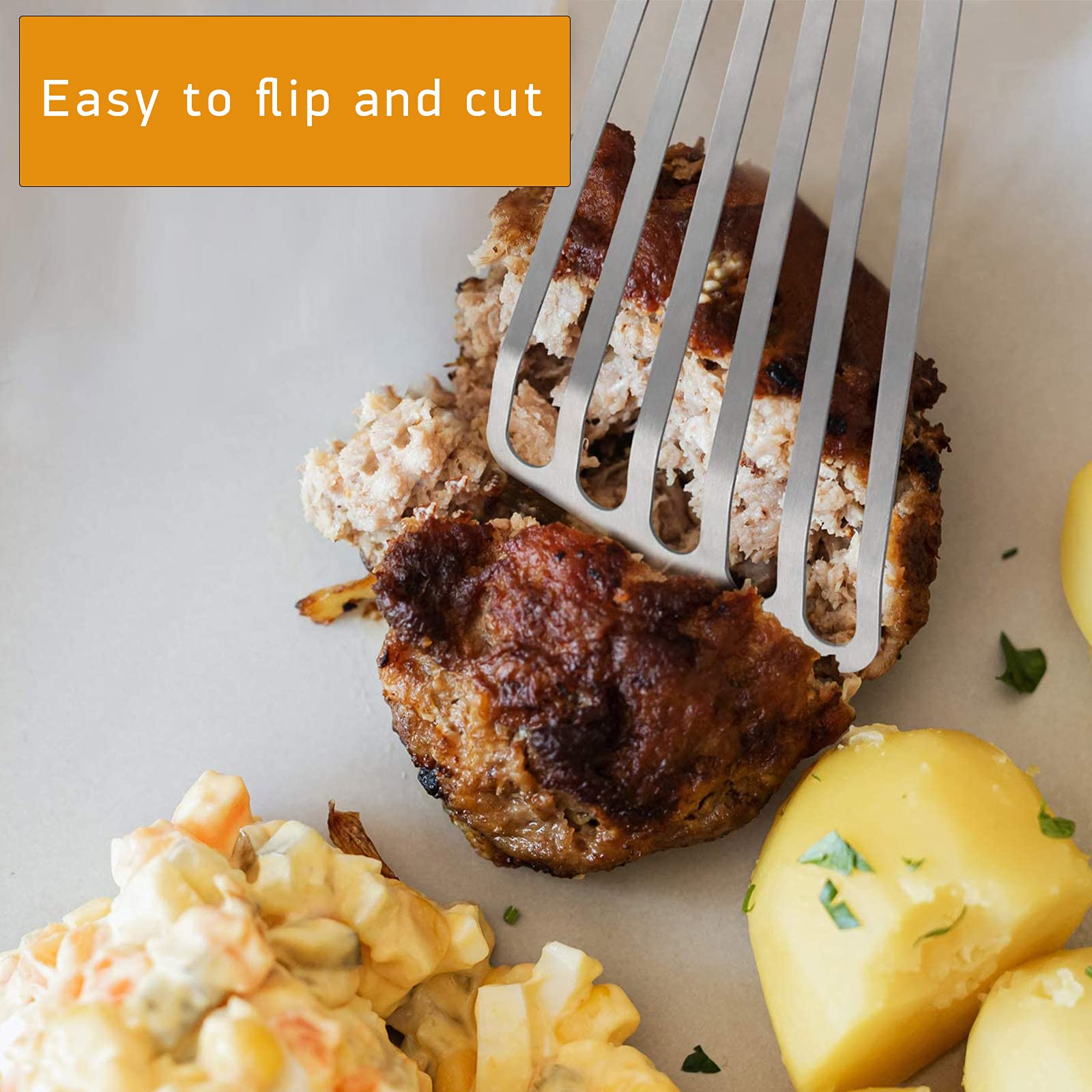 Premium Stainless Steel Fish Spatula - Nonstick Kitchen Turner with Wide Thin Design, Beveled Edges & Slotted Holes - Lightweight & Durable Metal Spatula for Eggs, Pancakes, Fish - Perfect for Grilling, Flipping & Cooking Delicate Foods