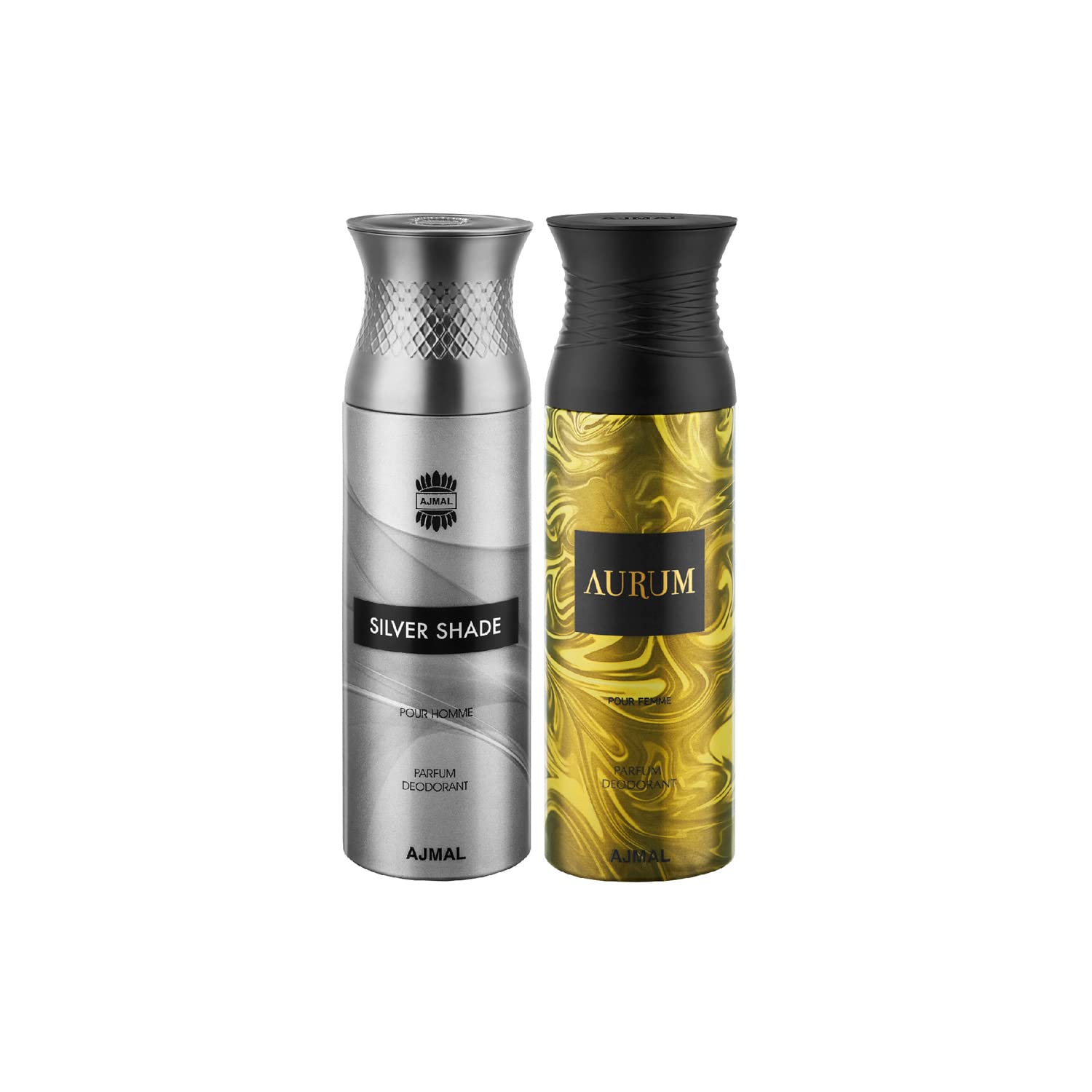 Ajmal SilverShade & Aurum Deodorant Set for Men & Women - 200ml (Pack of 2) | Long-Lasting Fragrance Gift Set for Daily Use, Office & Special Occasions