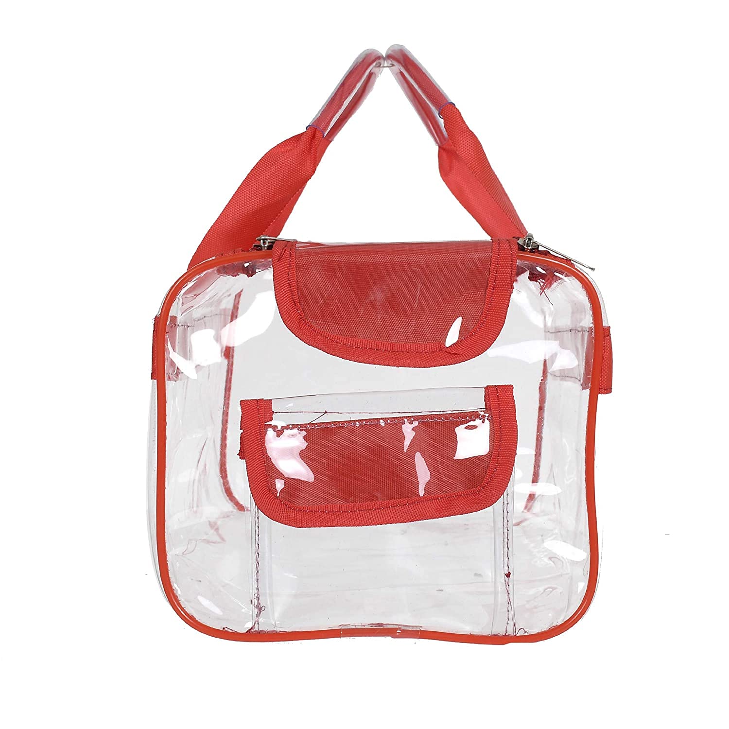 **Kuber Industries Multifunctional Travel Makeup Bag with Handle – Waterproof Cosmetic Organizer Pouch for Women & Men, Perfect for Travel, Gym, and Daily Use (Red)**