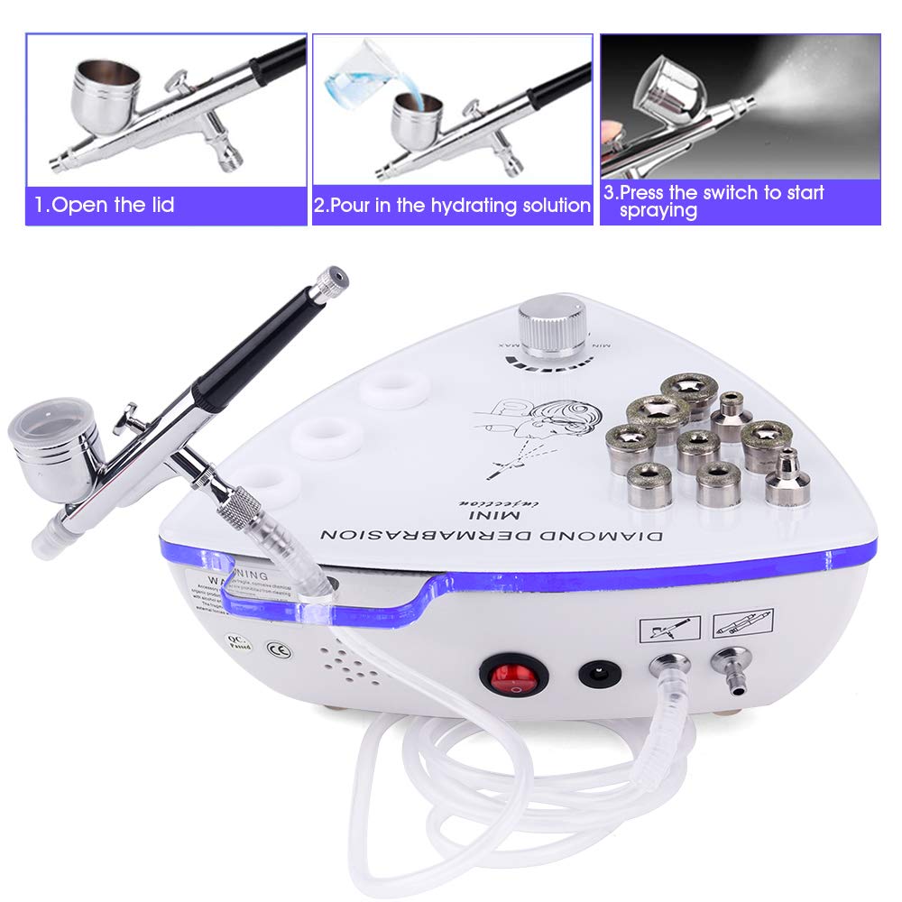 Professional Diamond Microdermabrasion Machine with Spray Gun - 3-in-1 Dermabrasion Facial Kit for Estheticians & Home Use - Exfoliation, Hydration & Skin Rejuvenation for Face & Body Care
