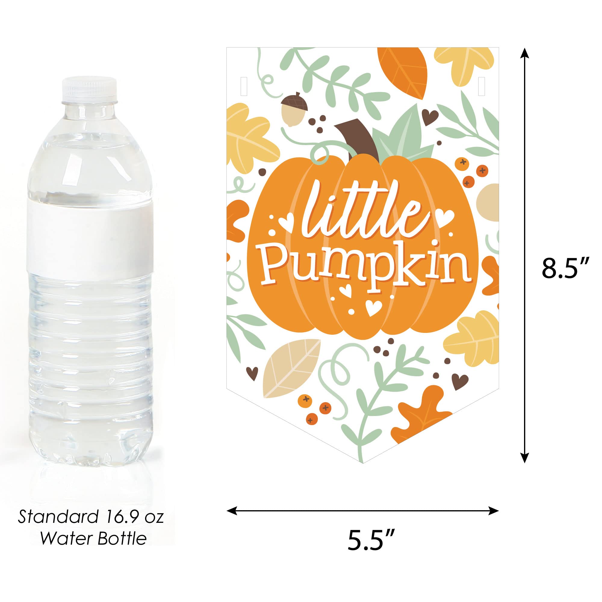 Big Dot of Happiness Little Pumpkin Fall Baby Shower Bunting Banner - Autumn Nursery Decor for Baby Welcome Party & Gender Reveal - Perfect for Halloween, Thanksgiving & Seasonal Photo Backdrops