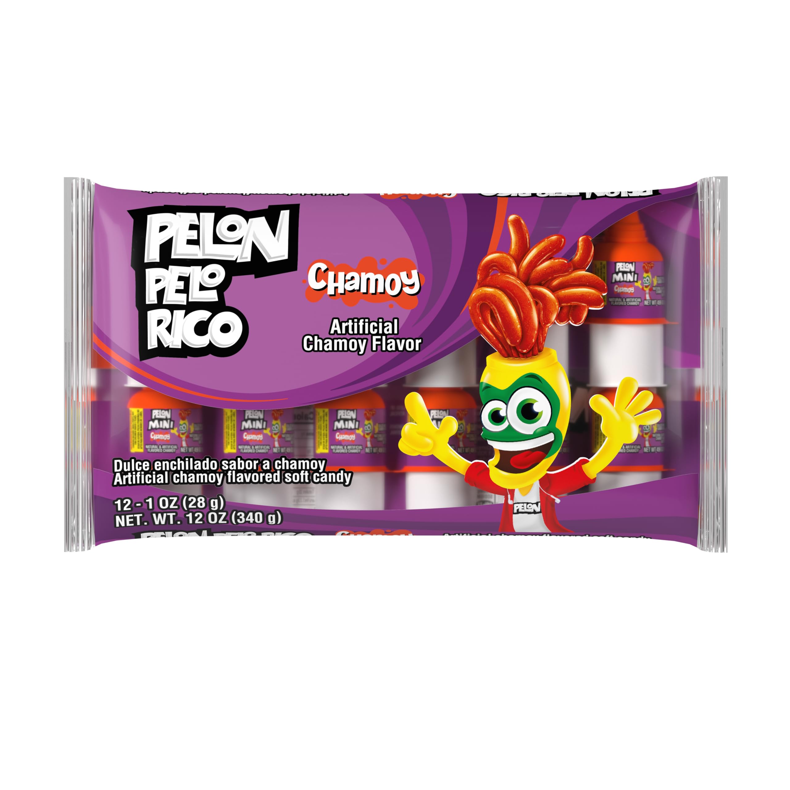 Pelon Pelo Rico Chamoy Candy - 1 oz Pack of 12 | Tangy Tamarind & Chamoy Flavored Mexican Candy | Perfect for Parties, Snacking & Gifts