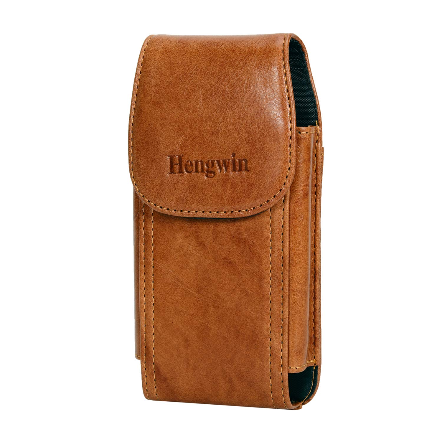 Genuine Leather Belt Clip Phone Holster Case for iPhone 16 Pro Max/15 Pro Max/14 Pro Max/13 Pro Max & Samsung Galaxy S25 Ultra/S24 Ultra - Premium Brown Leather Belt Holder Pouch for Everyday Carry & Outdoor Activities