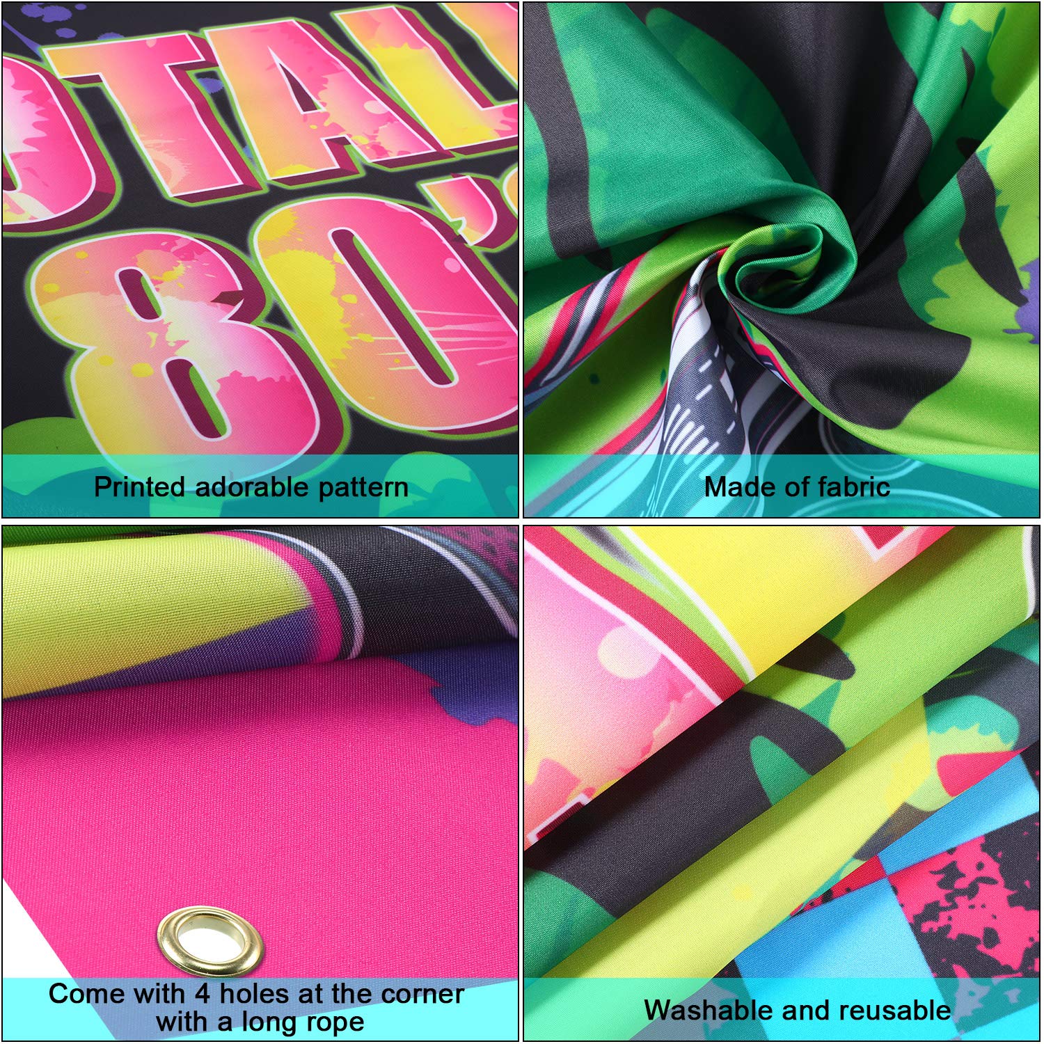 80s Hip Hop Graffiti Fabric Door Cover - Large Retro Party Backdrop (78.7