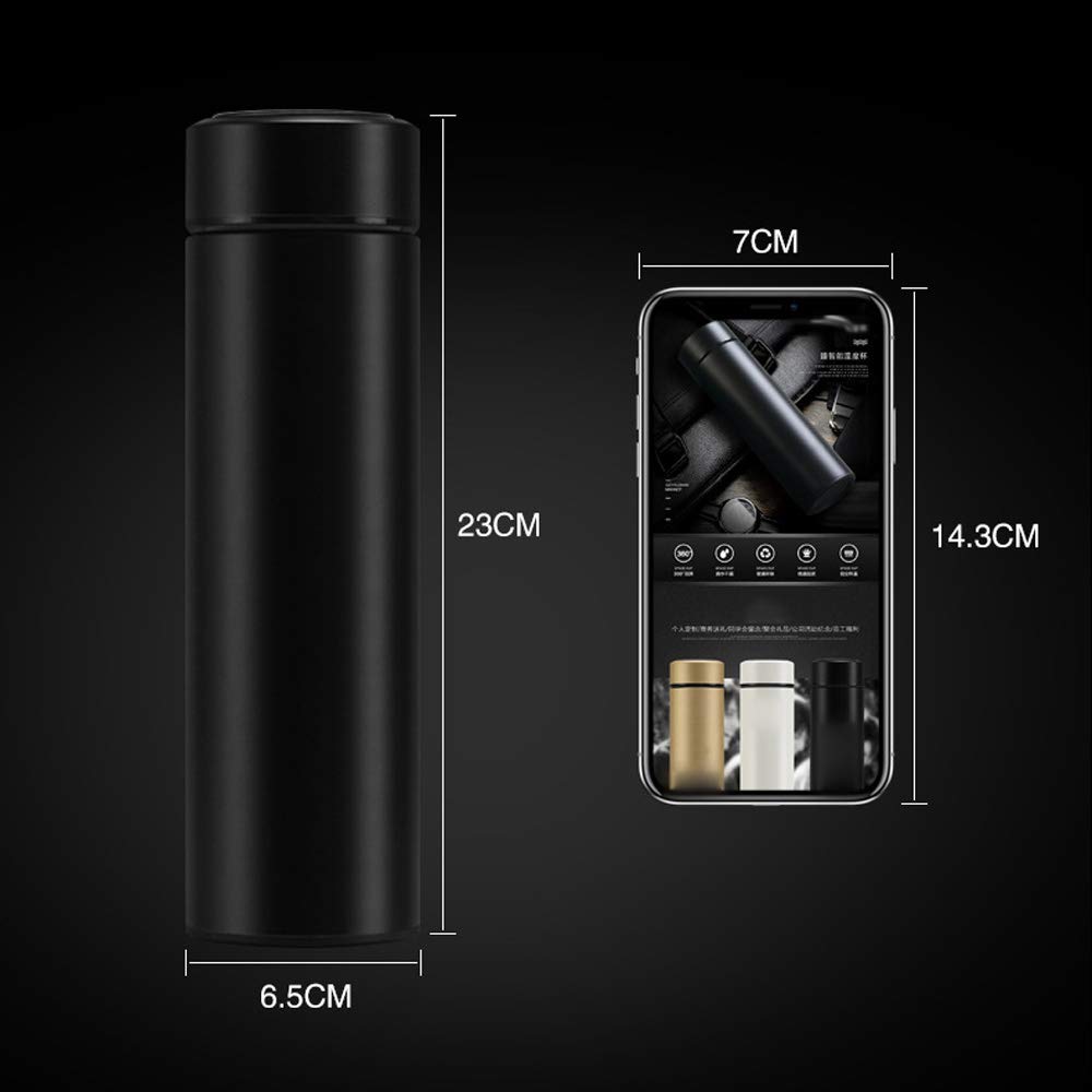One94Store 500ml Smart LED Temperature Display Stainless Steel Vacuum Insulated Water Bottle - Double Wall Thermos for Hot & Cold Drinks, Leak Proof Travel Mug (Black) - Perfect for Gym, Hiking, Office & Outdoor Activities