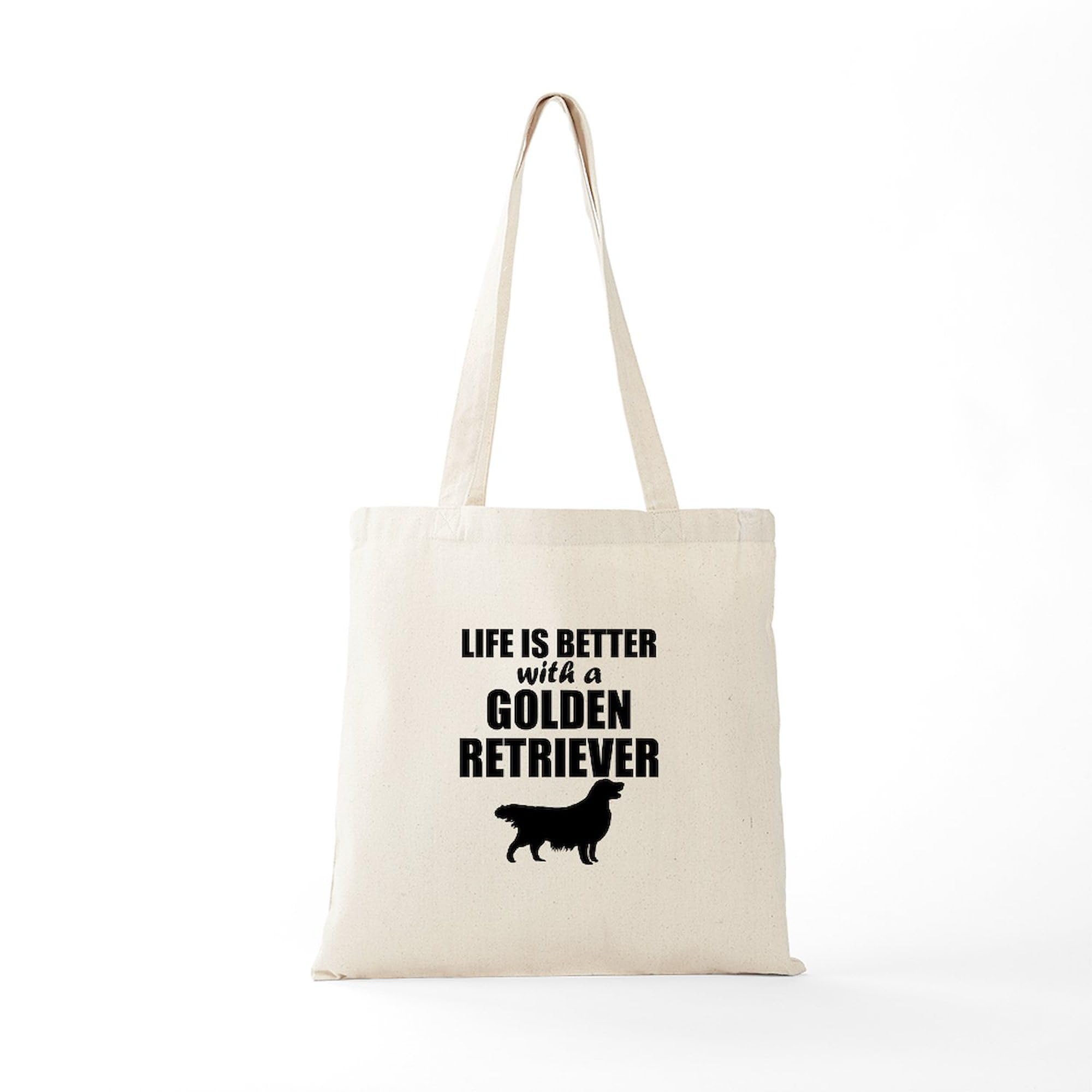 Life Is Better With A Golden Retriever - Natural Canvas Tote Bag | Reusable Eco-Friendly Shopping Bag for Groceries, Beach & Daily Use