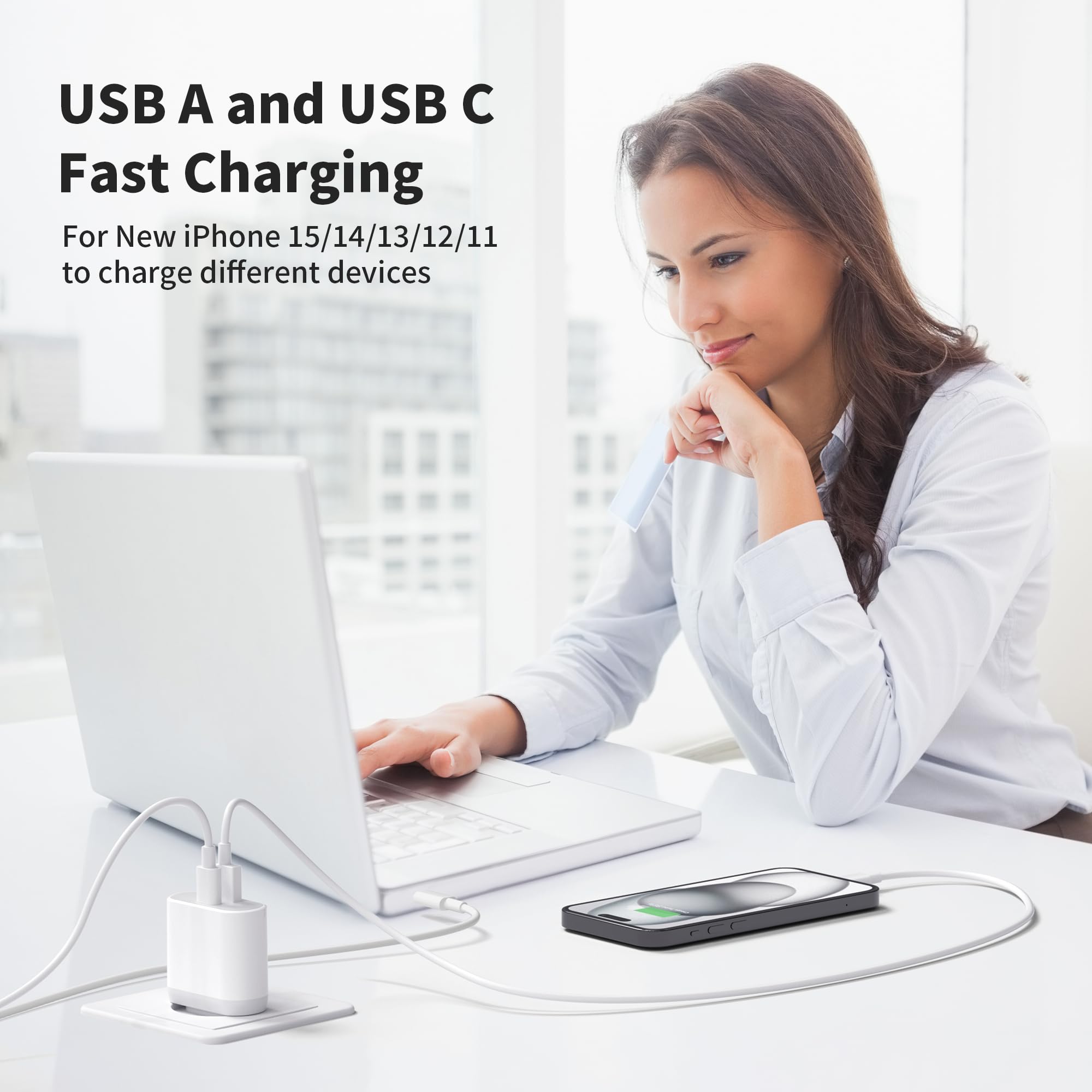 20W USB C Fast Charger Block - Type C Wall Charger Adapter for iPhone 16/15/14/13/12/11 Pro Max/SE/XS/XR/8 Plus & Galaxy S23/S22/S21 - Quick Charge Power Adapter for Home, Office & Travel
