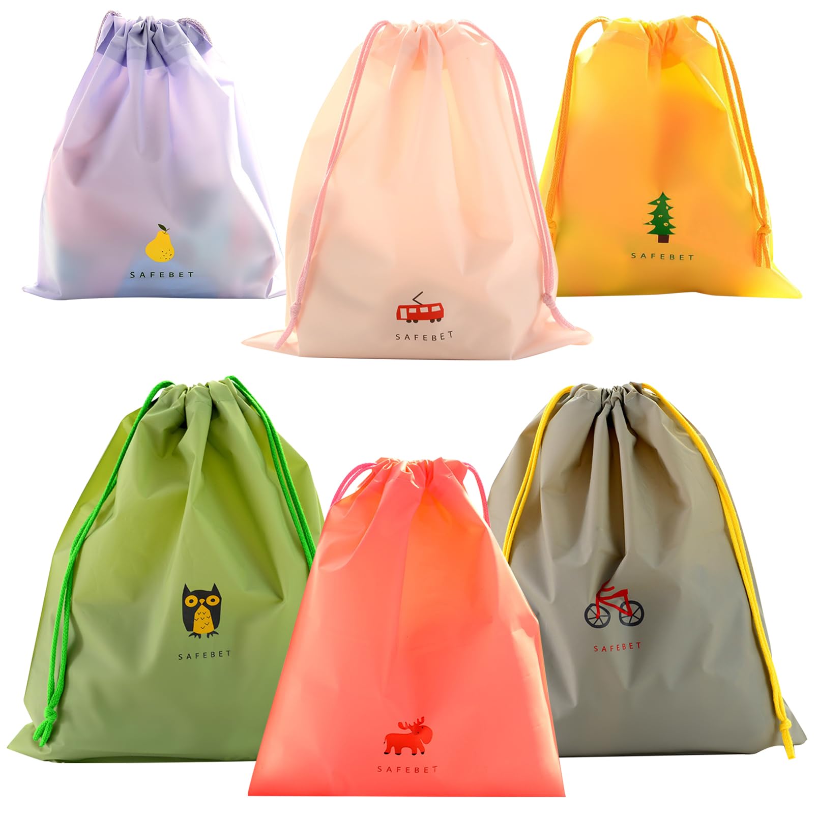 6 Pack Waterproof Drawstring Bags - 3 Sizes (Small/Medium/Large) for Swimming, Gym, Pool & Beach - Colorful Travel Organizer Pouches for Wet Clothes, Shoes, Toiletries & Cosmetics - Perfect for Sports, Travel & Outdoor Activities