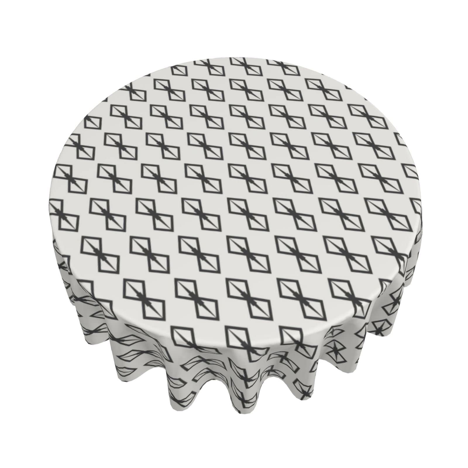 **Waterproof 60-Inch Round Tablecloth - Wipeable Fitted Cover with Polygon Pattern for Indoor & Outdoor Use - Perfect for Dining, Parties, and Picnics**
