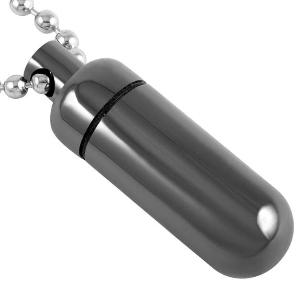 Silver Plated Blue Cremation Urn Pendant Necklace for Men - Pet & Human Ashes Jewelry Keepsake, Memorial Perfume Bottle Necklace for Grieving, Loss Remembrance & Special Occasions