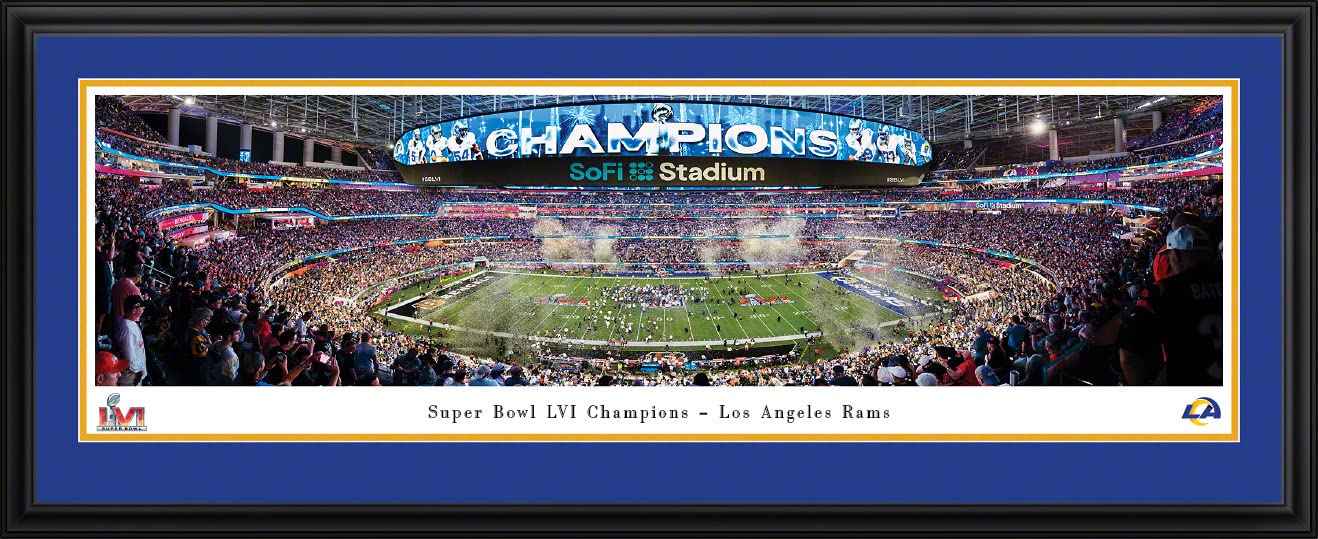 Los Angeles Rams 2022 Super Bowl Champions Panoramic Poster - Premium Wall Art Decor by Blakeway Panoramas - Perfect for Game Rooms, Sports Bars & Fan Gifts