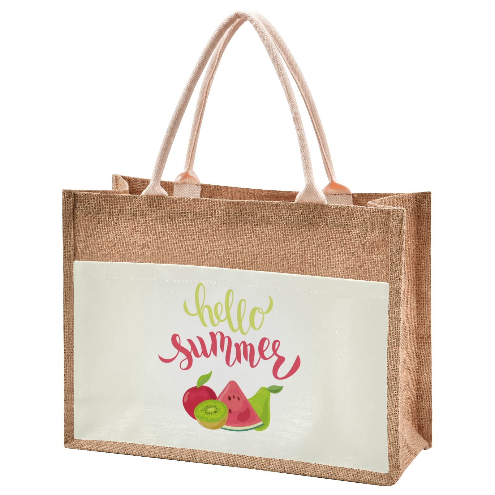 Eco-Friendly Jute Tote Bag - Reusable Straw Beach Bag for Grocery Shopping, Farmers Market & Summer Outings | Perfect Gift for Wedding, Bridal Shower & Beach Vacations