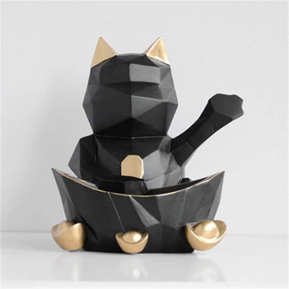 Lucky Cat Resin Statue - Elegant Home & Wedding Decoration, Wall Ornament, Candy Storage Box, Feng Shui Gift for Mother - Perfect for Living Room, Bedroom, Office Desk Decor
