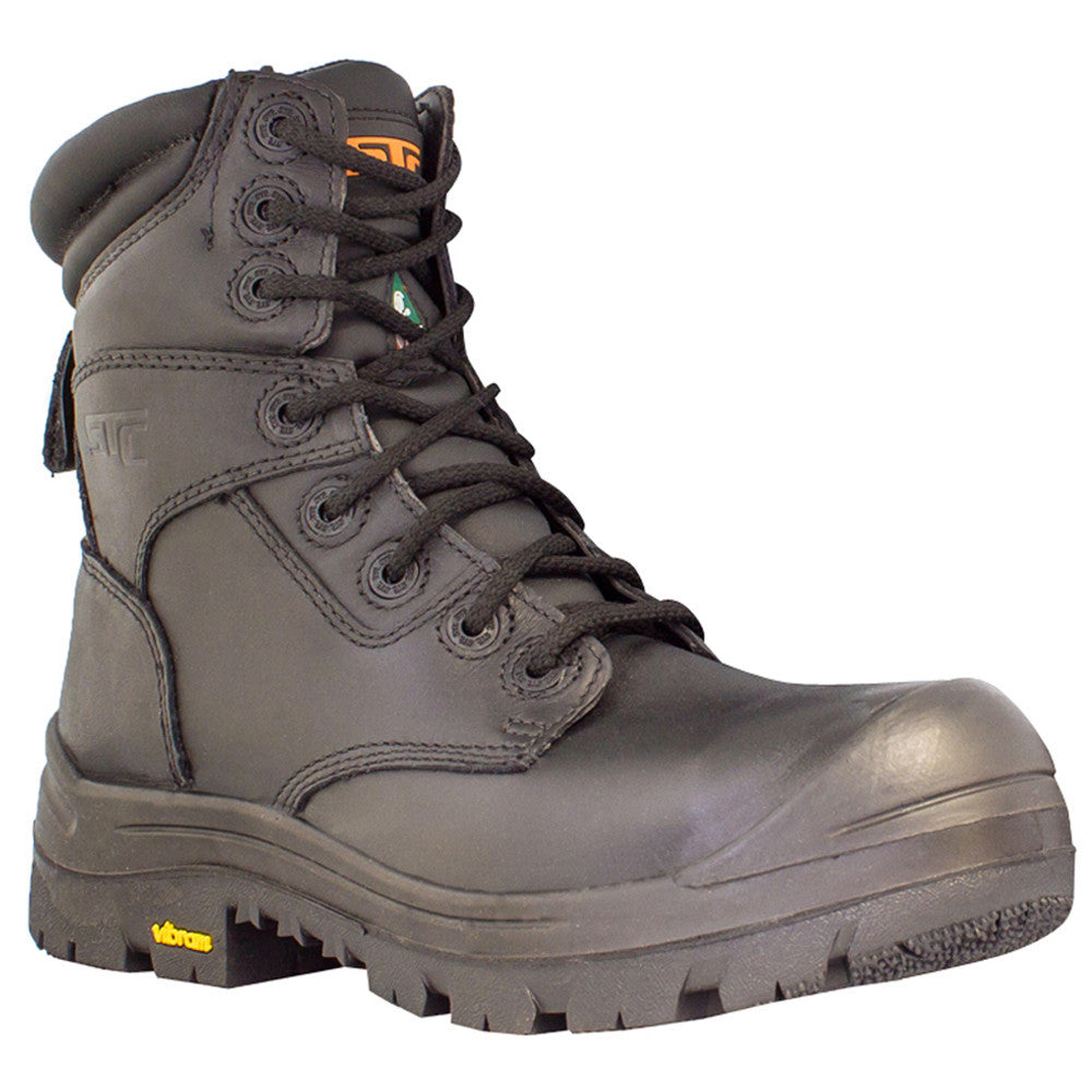 STC Morgan Men's 8 Composite Toe Leather Work Boots - Black Safety Shoes for Construction, Warehouse & Outdoor Work