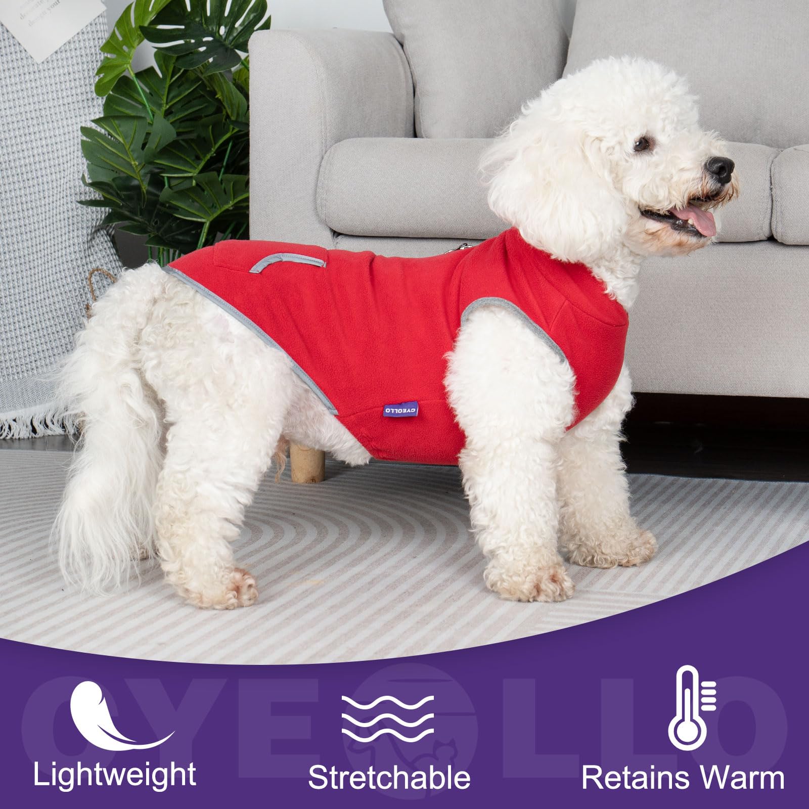 Warm Fleece Dog Sweater Coat - Soft Reflective Pullover Vest for Small & Large Dogs - Lightweight Winter Jacket for Cold Weather - Perfect for Outdoor Walks & Indoor Comfort