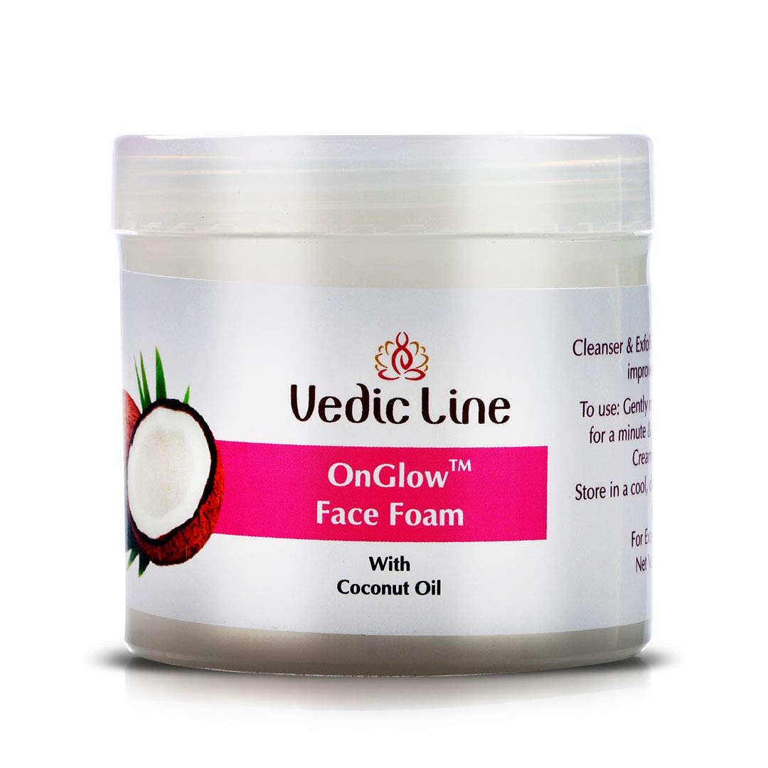 OnGlow Facial Foam with Coconut Oil & Aloe Vera - Exfoliating Cleanser for Dry Skin, Removes Dead Skin & Impurities for Glowing Skin (100ml) - Perfect for Daily Skincare Routine & Post-Makeup Cleansing