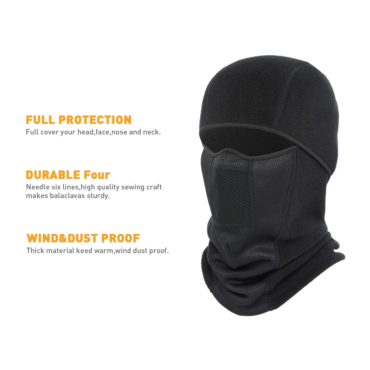 350g Soft Stretch Polar Fleece Balaclava Ski Mask - Winter Face Cover for Cold Weather, Anti-Static & Breathable - Perfect for Skiing, Snowboarding, Motorcycling & Outdoor Activities