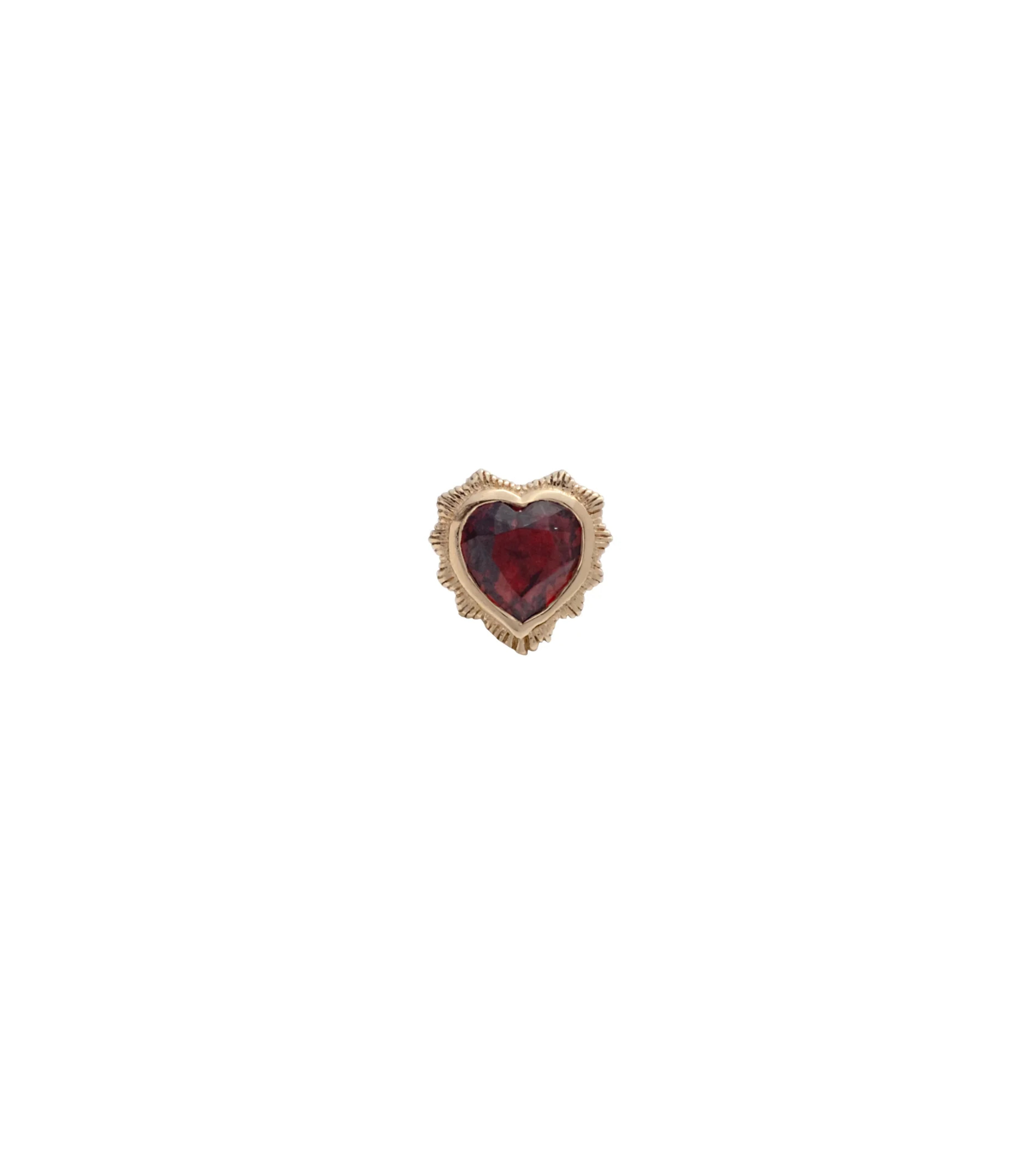 Garnet Stud Earrings for Women - 14K Gold Plated Dainty Heart Studs - Perfect for Valentine's Day, Anniversary & Everyday Wear