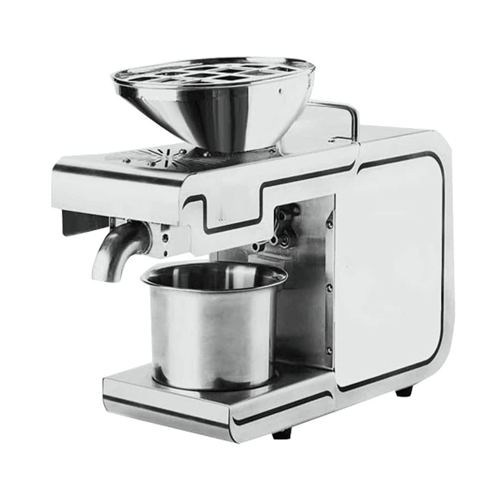 Commercial Automatic Oil Press Machine - 304 Stainless Steel Hot & Cold Pressing with Manual Temperature Control & Safety Net | Perfect for Home, Restaurant, and Farm Use