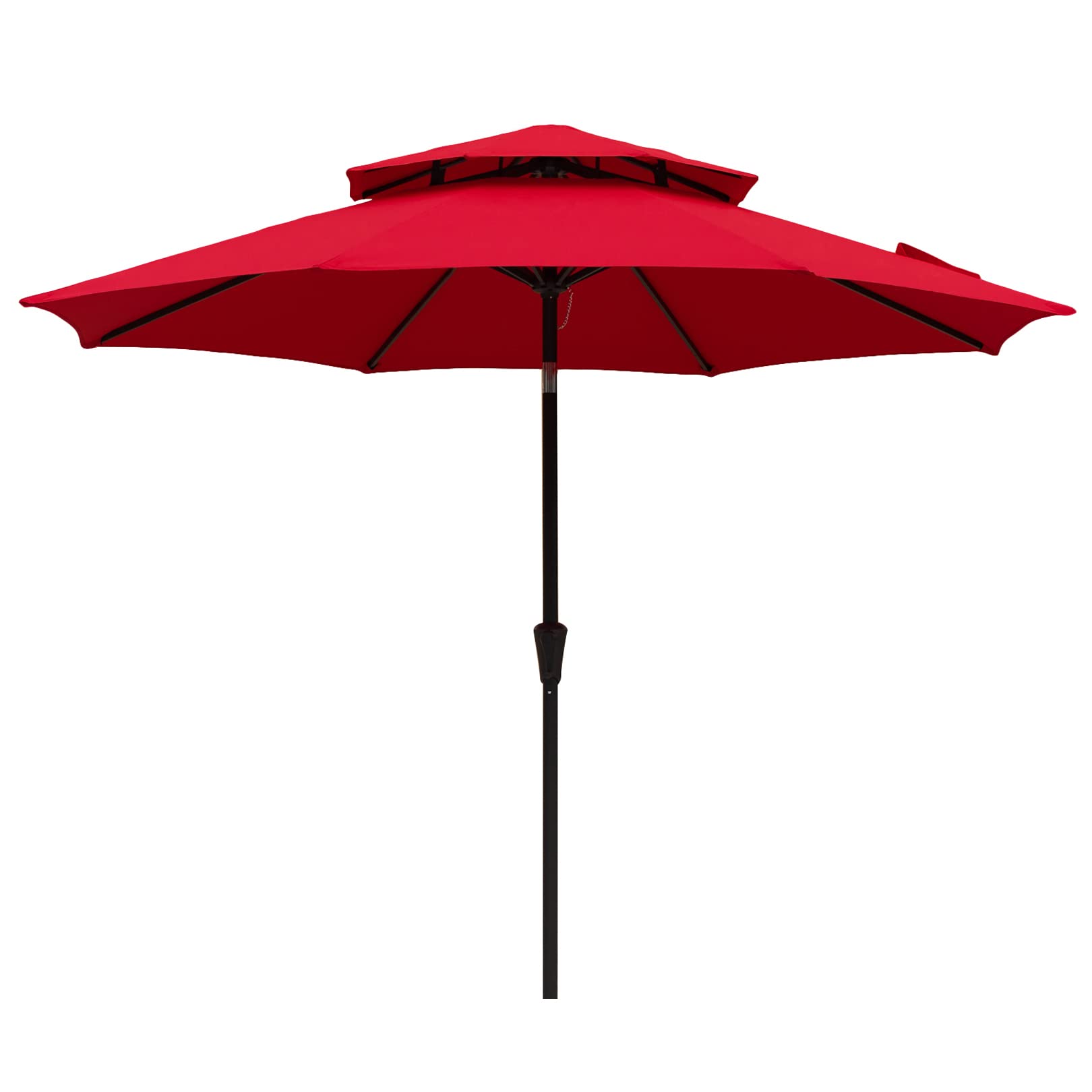 9 ft Double Top Outdoor Patio Market Umbrella with Solar LED Lights & Tilt Function - Perfect for Backyard, Poolside, and Restaurant Outdoor Dining