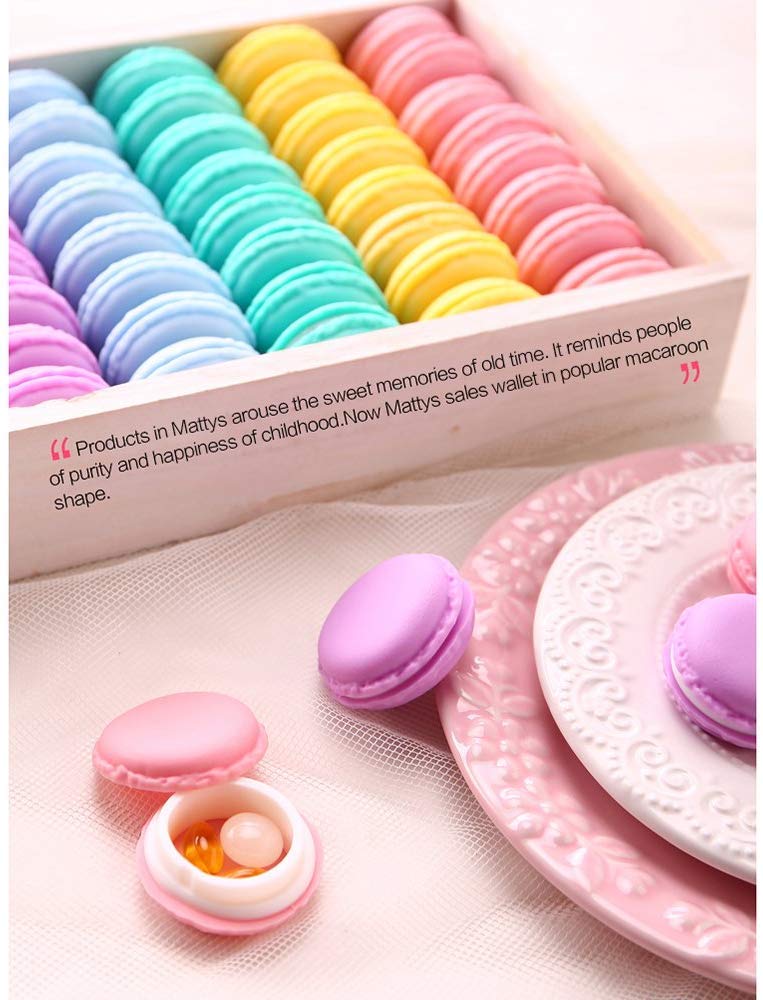 Coolrunner Macaron Case - Mini Macaron Box, Cute Pill Organizer & Jewelry Storage Container (8PCS) | Colorful Candy-Shaped Case for Travel, Home & Office Organization