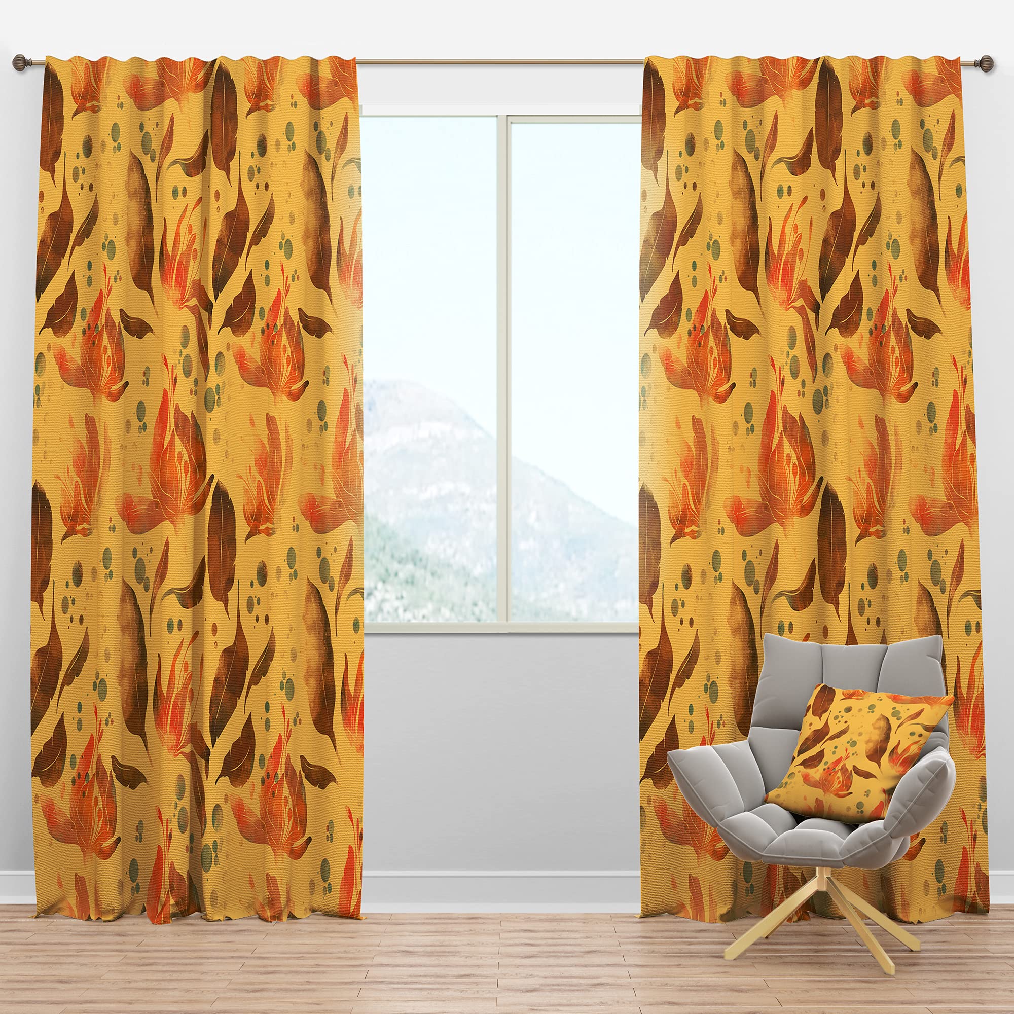 DesignQ Blackout Curtains 'Floral Tea Leaves' - Thermal Insulated Bedroom & Living Room Drapes (52x120, Single Panel) for Better Sleep & Energy Efficiency
