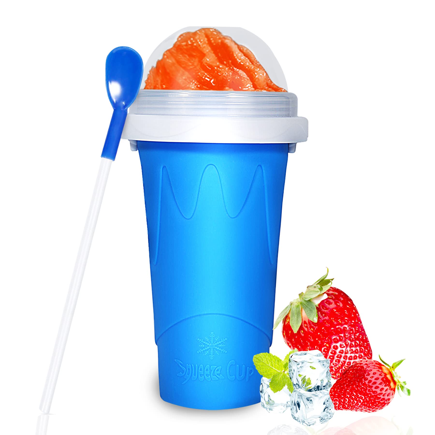 **Color Land Slushy Cup - TikTok Viral Slushie Maker, DIY Frozen Magic Squeeze Cup for Ice Cream & Drinks - Homemade Cool Gadget with Lid & Straw (Blue) - Perfect for Summer Parties, Kids' Treats & TikTok Trends**