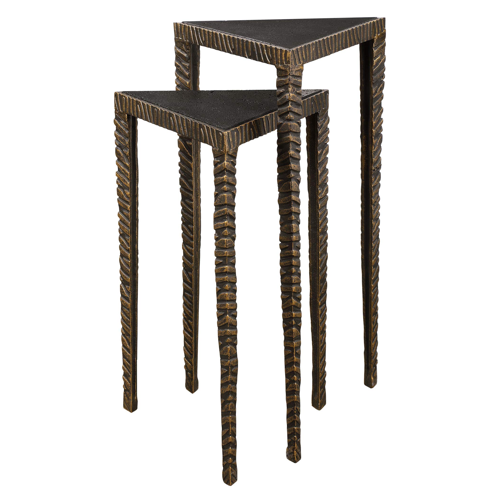 Samiria Modern Triangular Side Tables Set of 2 - Small Accent End Tables for Living Room, Bedroom, Office - Lightweight & Space-Saving Nesting Tables for Home Decor