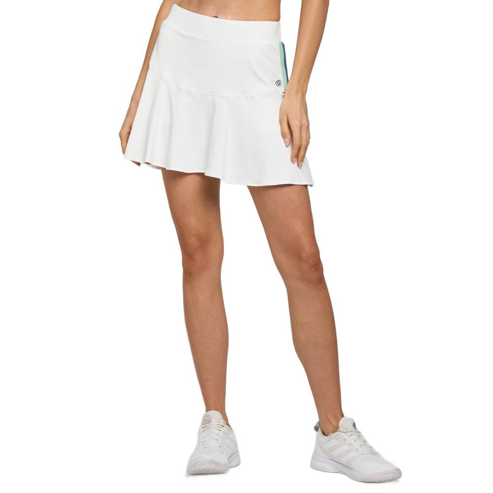 Lija Women's Nevo Dash Skort - White & Multi Color Athletic Tennis Skirt with Built-in Shorts for Running, Golf & Workout | Comfortable & Stylish Activewear