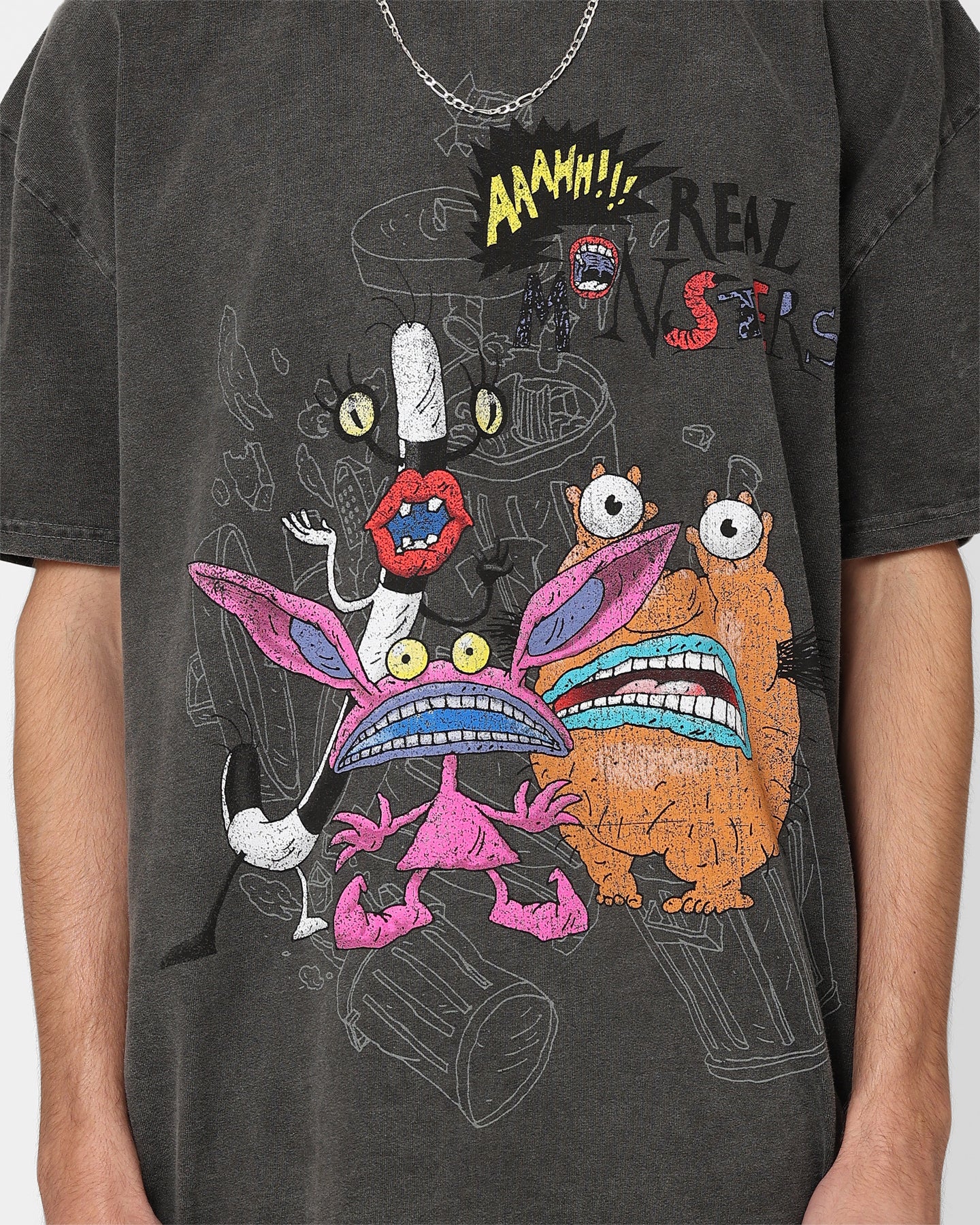 American Thrift x Aaahh!!! Real Monsters Vintage Heavyweight T-Shirt - Black Wash | 90s Cartoon Tee for Casual Wear & Retro Fashion