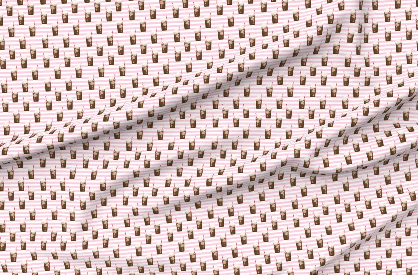 Cute Beer Ice Cream Soda Pop Pink Stripe Food Print Minky Fabric by The Yard - Soft Plush Material for Sewing Baby Blankets, Quilt Backing & DIY Projects - Perfect for Nursery Decor, Gift Making & Home Crafts