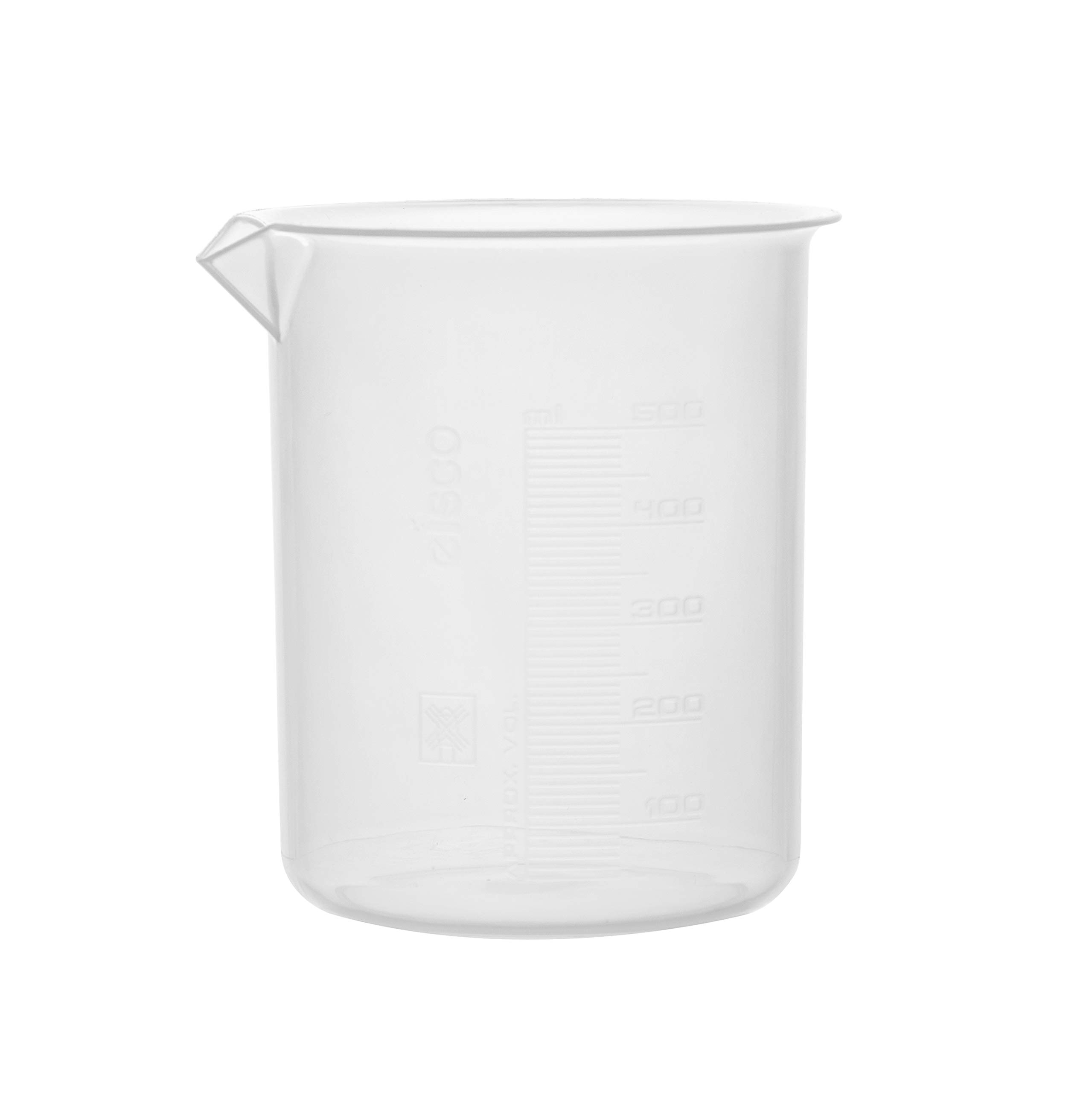 EISCO 500ml Plastic Beaker - Polypropylene Lab Beaker with Raised Graduations & Tapered Spout - Ideal for Science Experiments, Chemistry Labs & Classroom Use